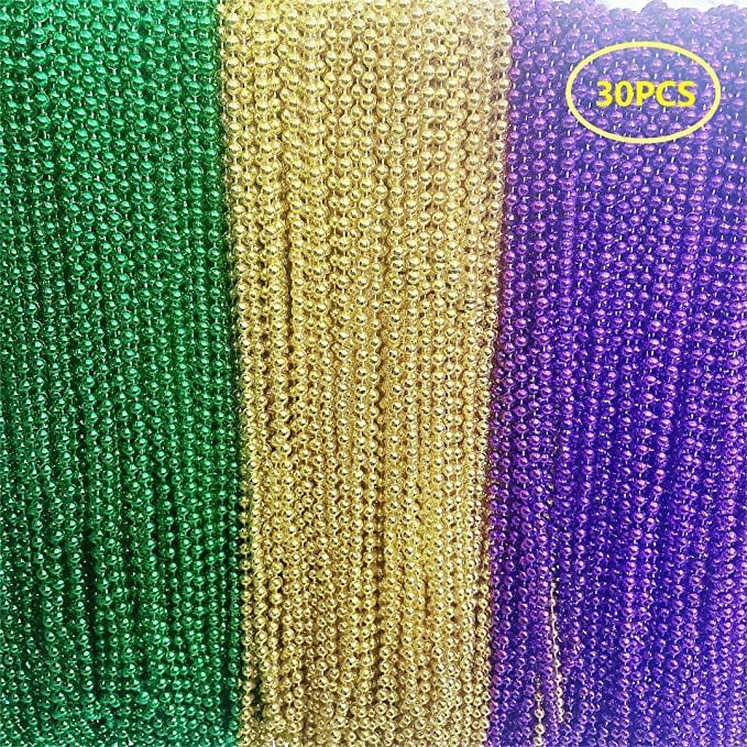 POHU 30 piezas de collar de cuentas de Mardi Gras  33 pulgadas (aproximadamente 33.0in) decoraciones de fiesta  vestidos a granel, flotadores,