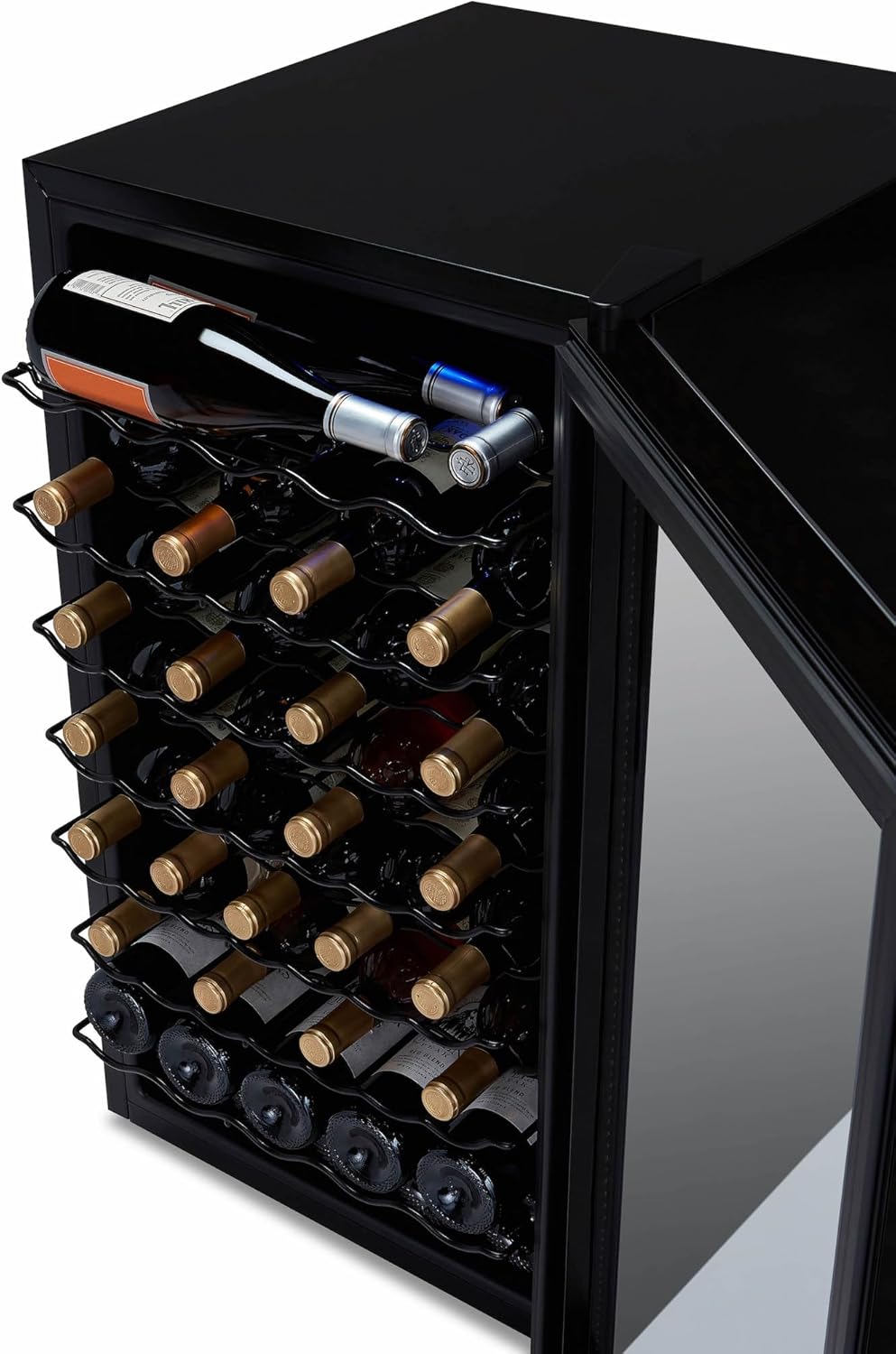 Shadow Series – Refrigerador de vino de 51 botellas, refrigerador de vino con espejo independiente con puerta de vidrio templado de doble capa y