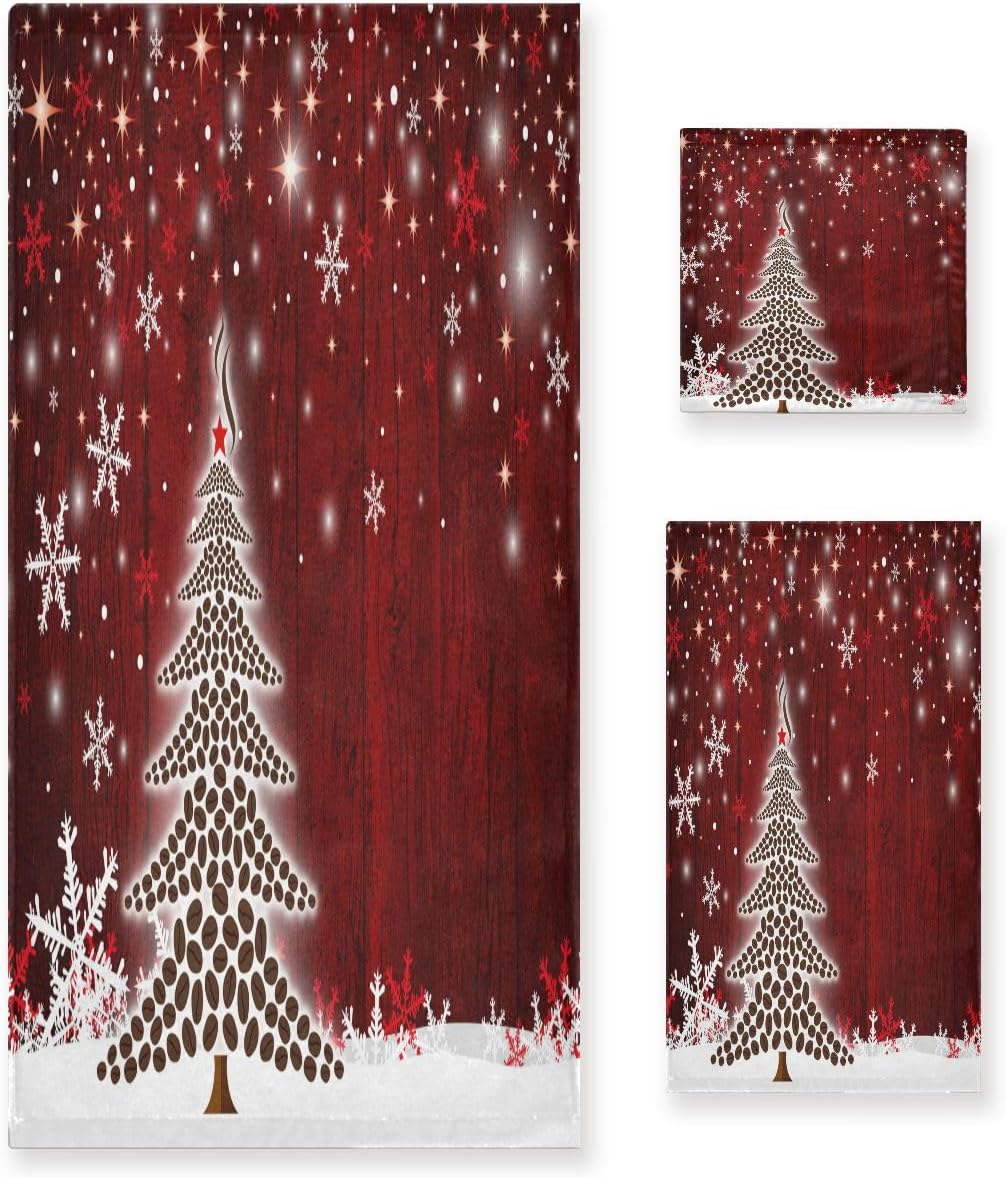 Juego de toallas de baño de árbol de Navidad, ultra suaves, de secado rápido, absorbentes, juego de toallas de baño para ducha, toallas de mano para