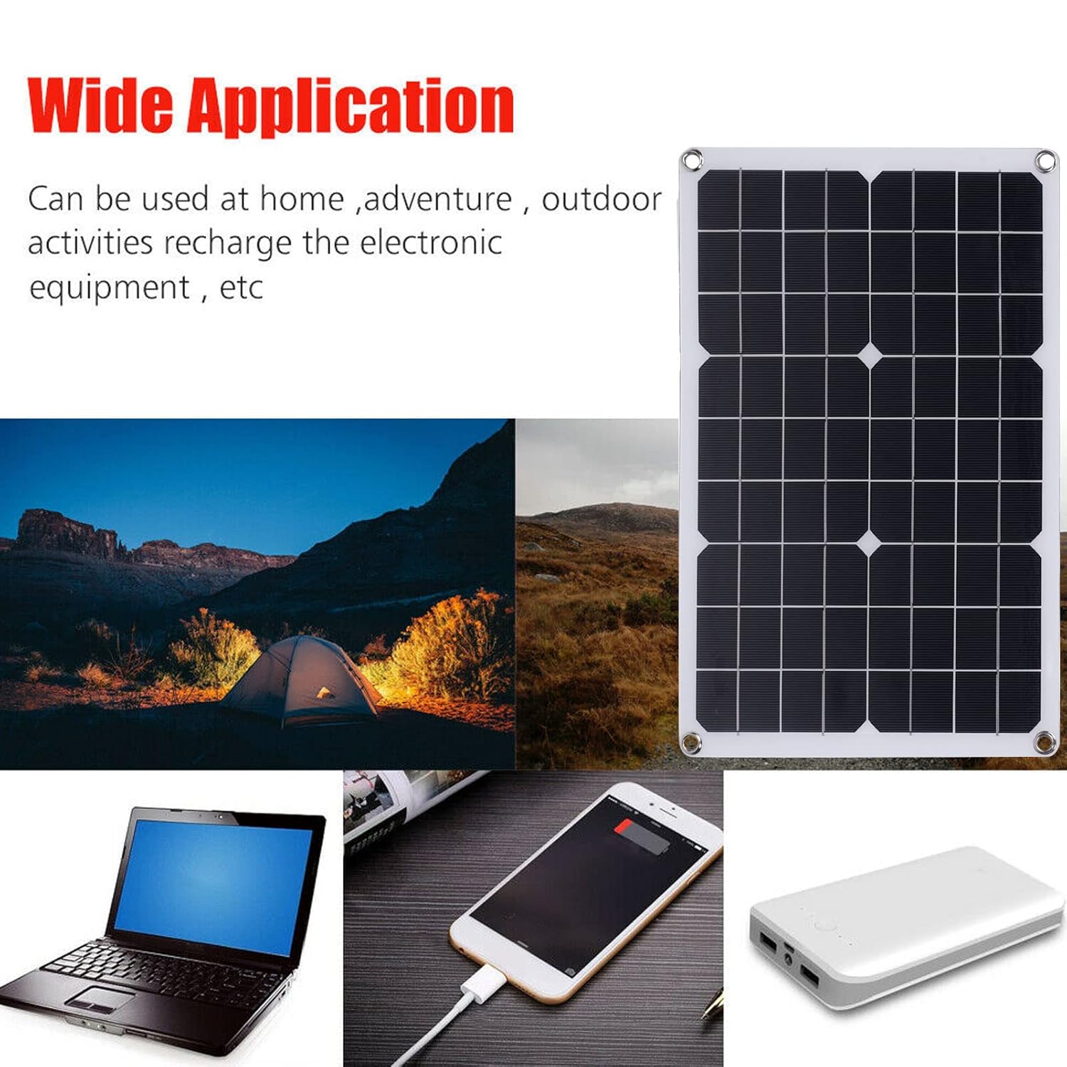 Tablero del cargador solar, panel solar portátil flexible impermeable del cargador de batería del tablero 20W para al aire libre