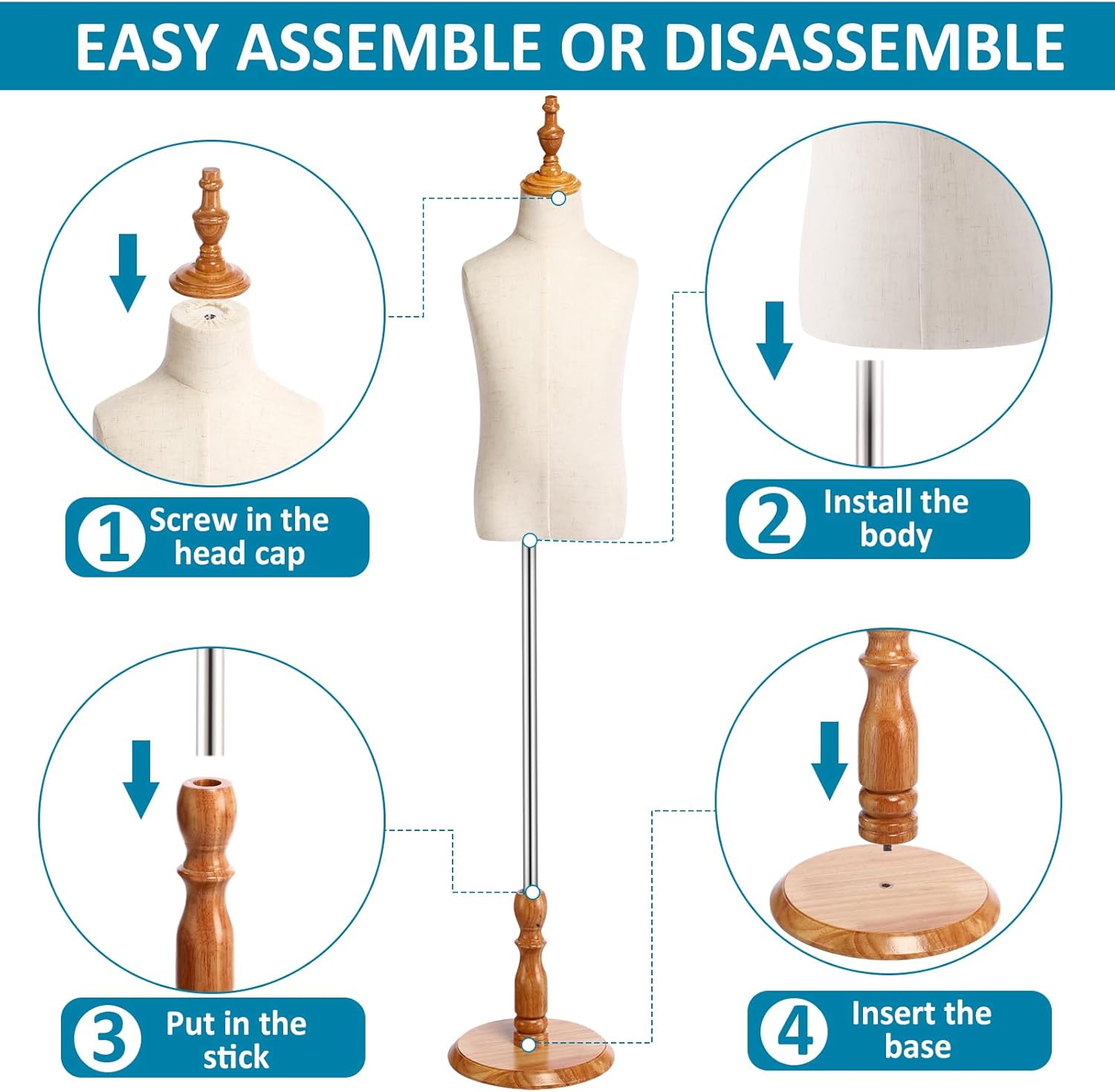 Geetery 2 piezas de vestido para niños, ropa ajustable para niños pequeños, maniquí infantil con base de madera para mostrador de ventana, estudio,
