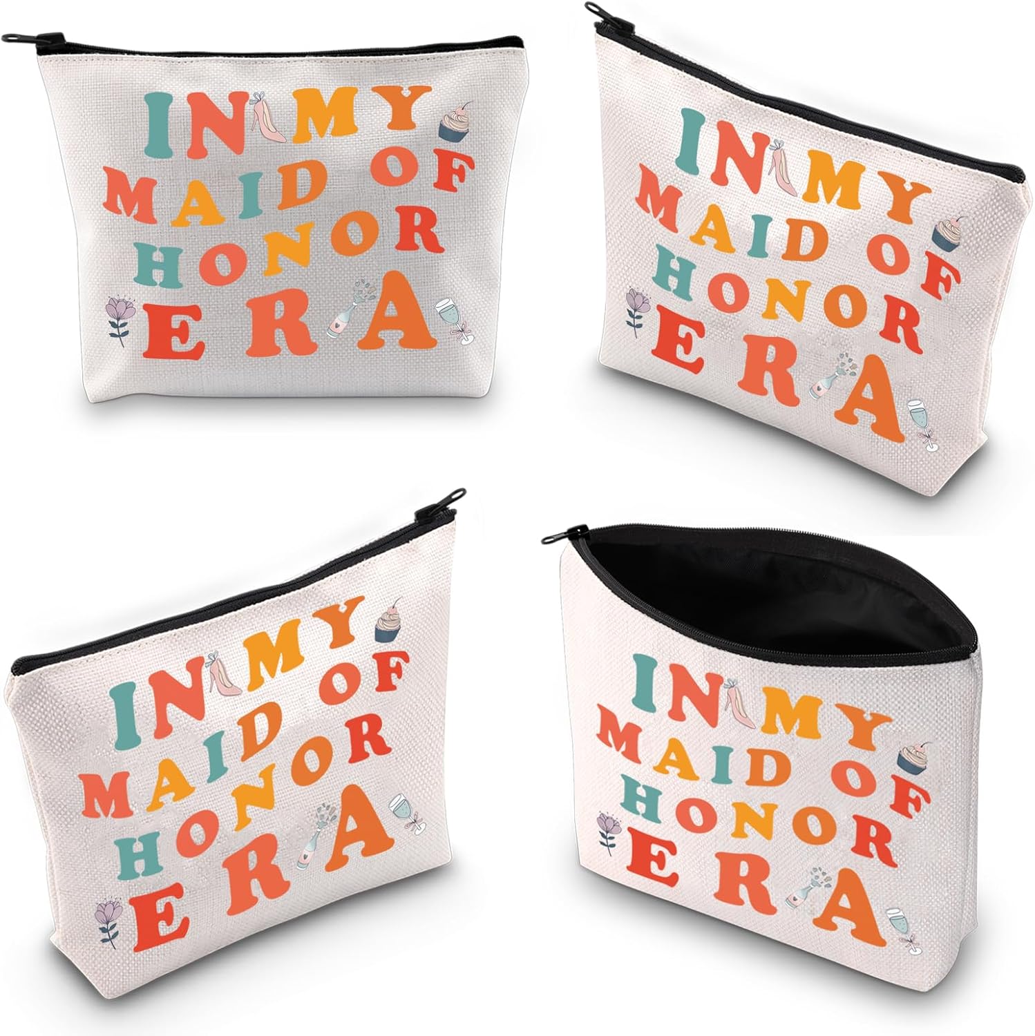 Regalos de dama de honor, bolsa de cosméticos, regalo de dama de honor, regalo de dama de honor, regalo de agradecimiento, bolsillo con cremallera,