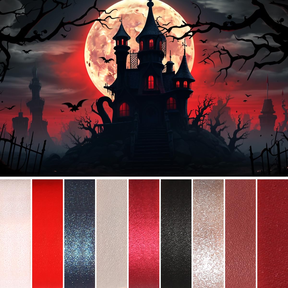 ecofavor Red Goth – Paleta de sombra de ojos  9 colores verdaderos tonos de ojos rojos y negros  Maquillaje de purpurina de Halloween  Alta