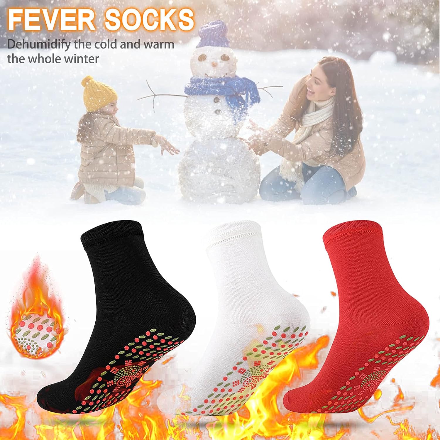 JOYO Calcetines calefactables Turmalina Calcetines de salud autocalentables magnéticos cómodos invierno cálido unisex calcetines de algodón