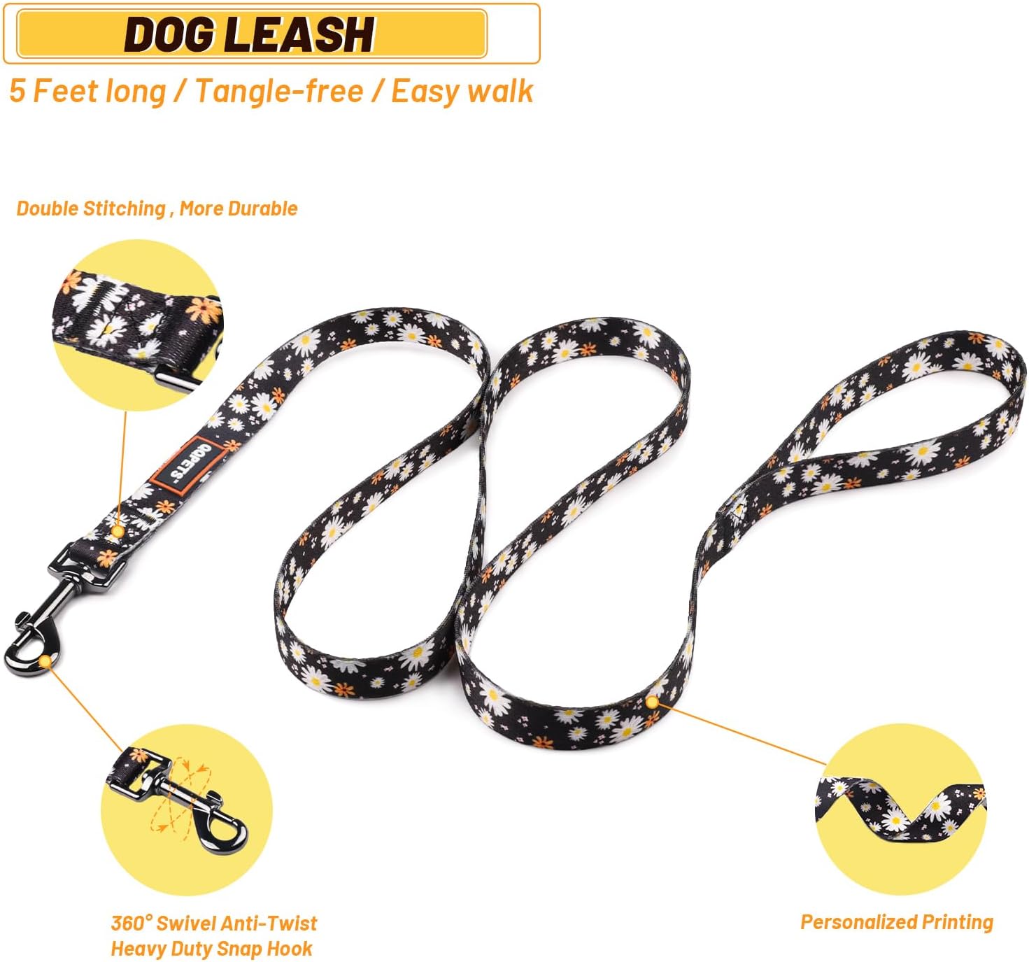 QQPETS Juego de correa de arnés para perro, ajustable, resistente, sin tirones, para perros de razas pequeñas, medianas y grandes, clip de espalda