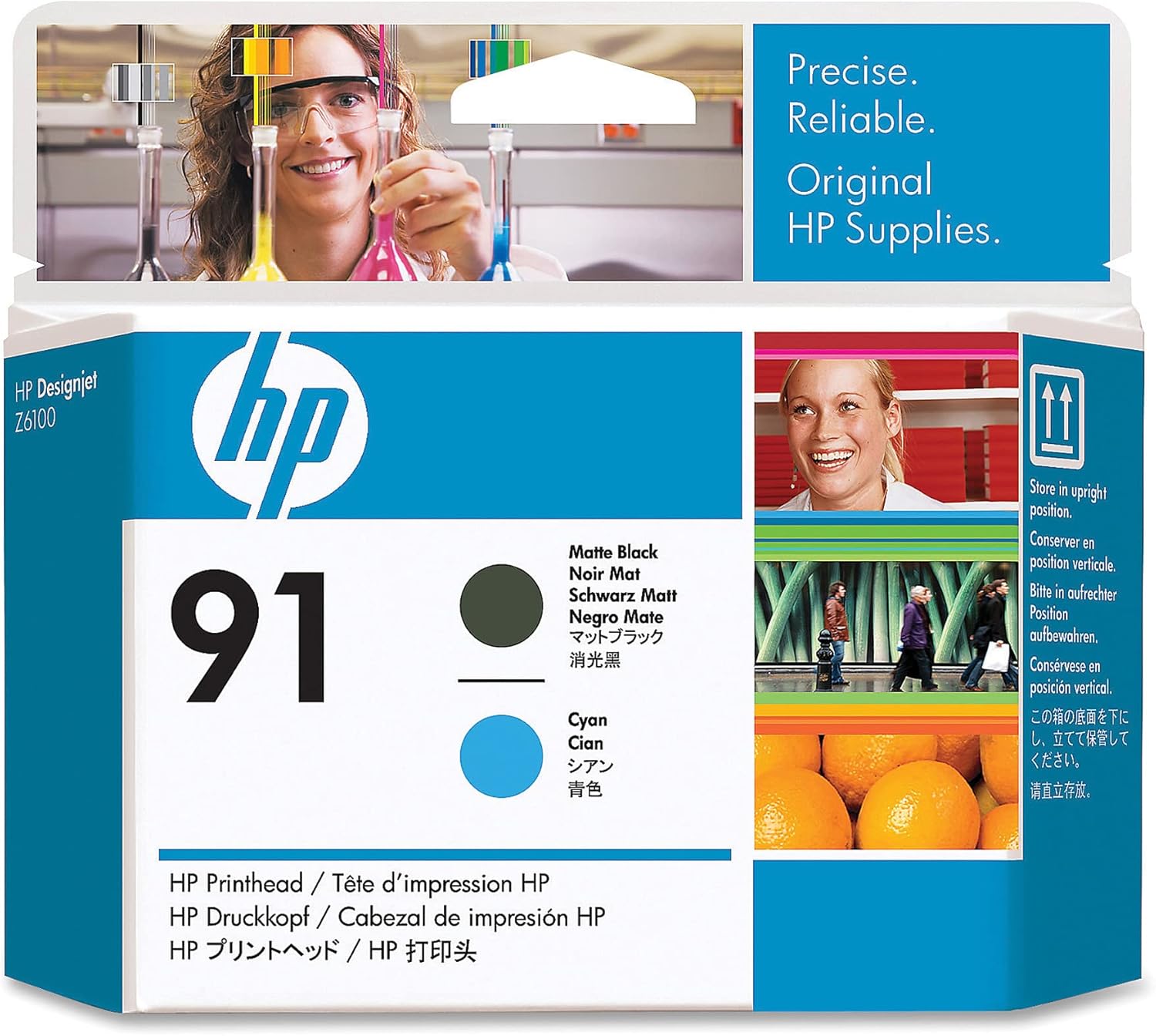 HP C9460A 91 Cabezal de impresión negro mate y cian Designjet Z6100