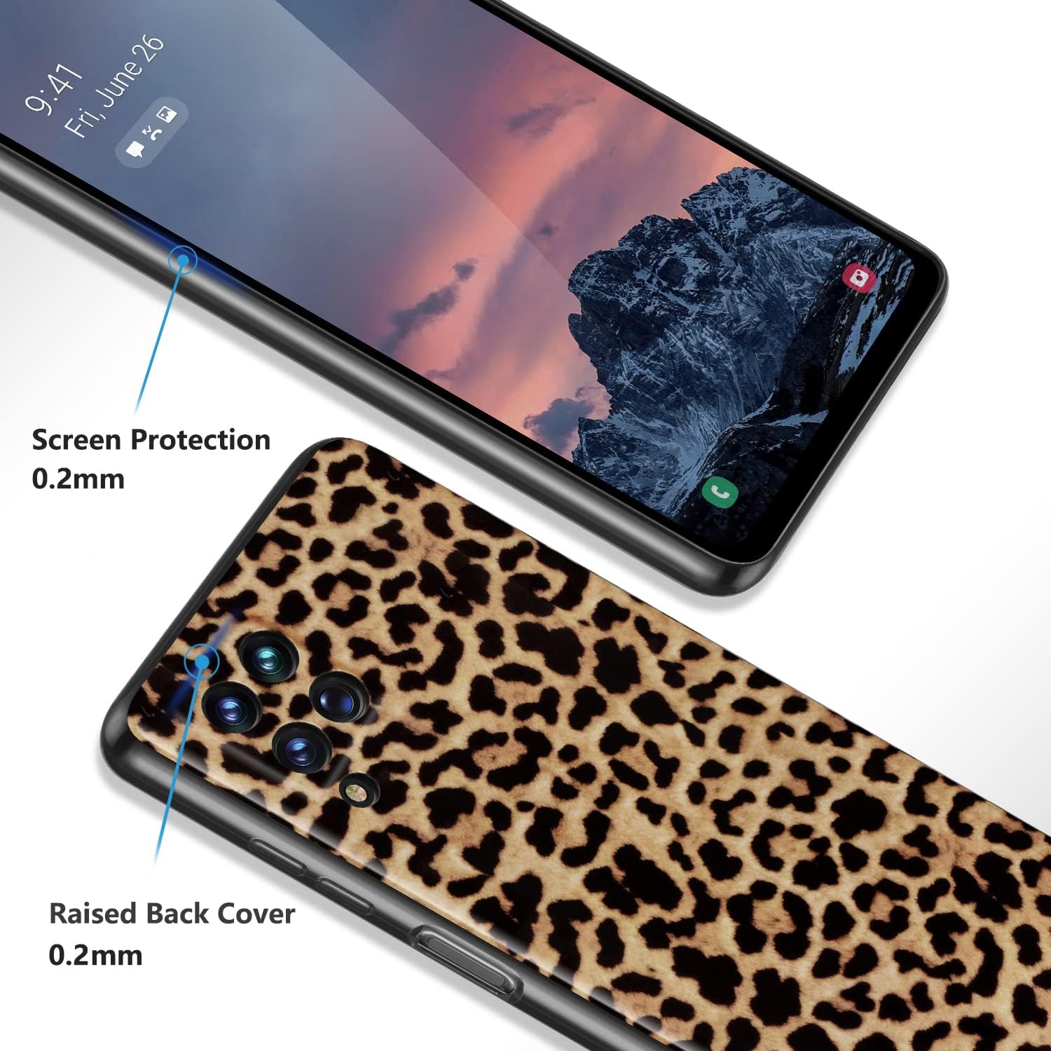 E Segoi Funda protectora para Samsung Galaxy A12, funda protectora con estampado de leopardo para Galaxy A12, suave a prueba de golpes, funda de