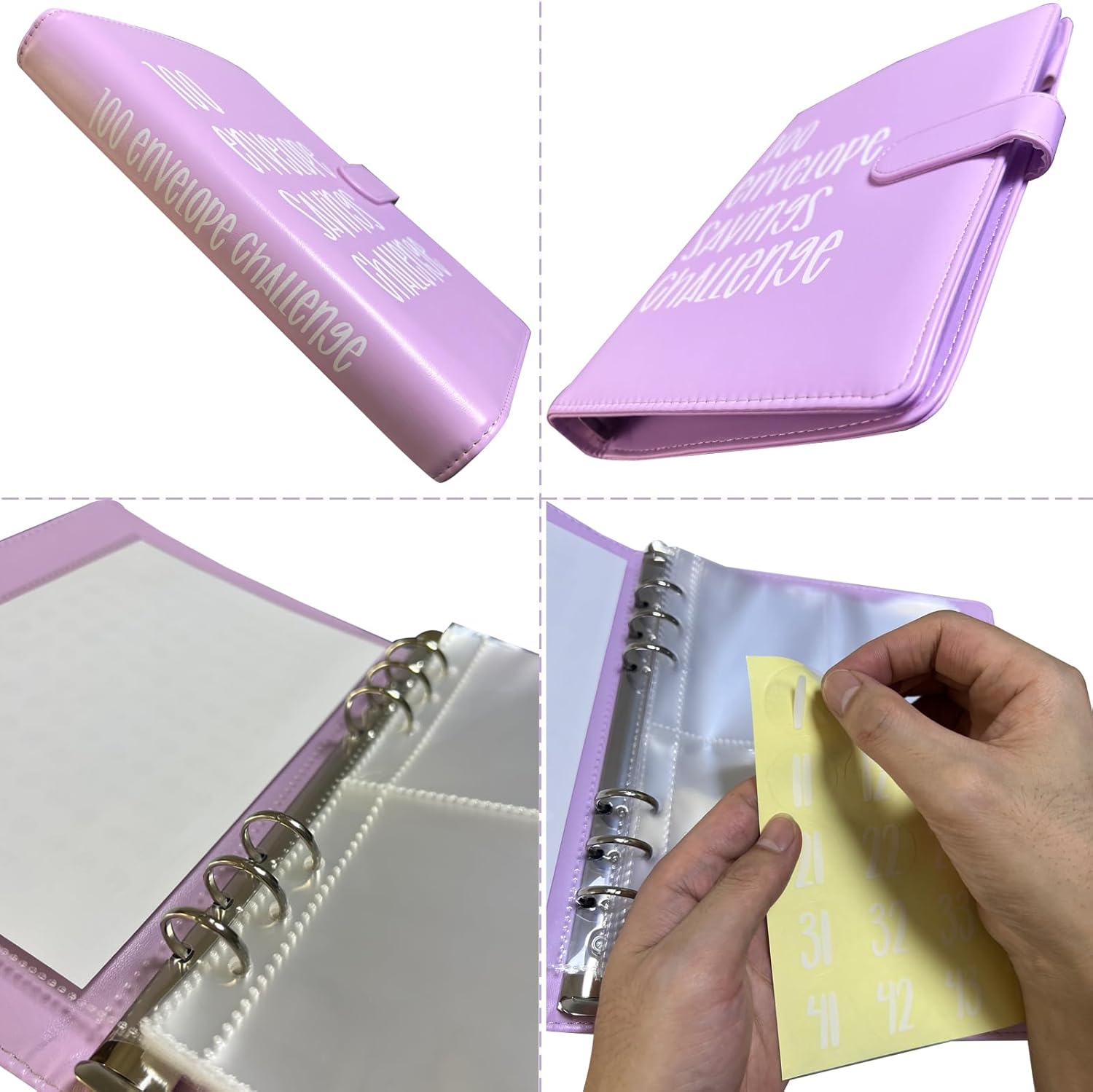 Carpeta de desafíos de 100 sobres, carpeta de desafíos de ahorro, libro de presupuesto de desafíos de ahorro con sobres de efectivo para