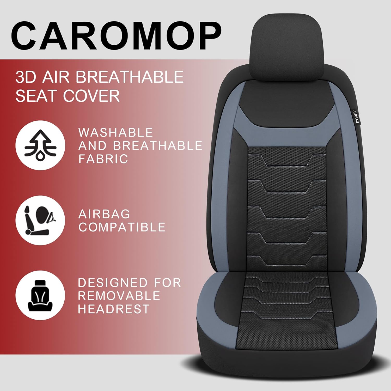 CAROMOP Fundas de asiento de coche transpirables para asientos completos, fundas de asiento de tela de malla de aire 3D para automóviles, fundas