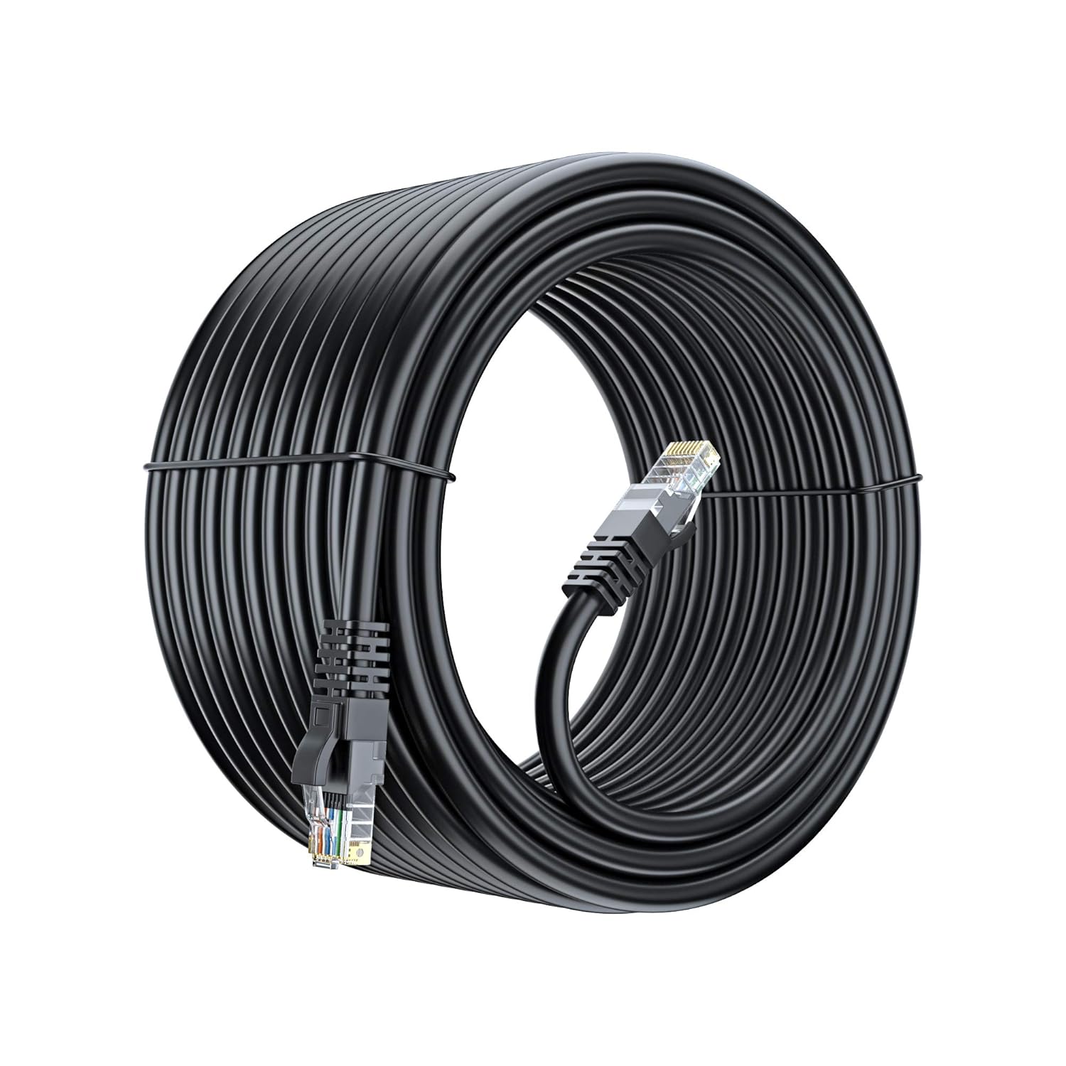 Maximm Cable Ethernet Cat 6 de 100 pies, cobre 100% puro, cable LAN Cat6, cable de Internet, cable de conexión y cable de red, UTP (negro) de 100