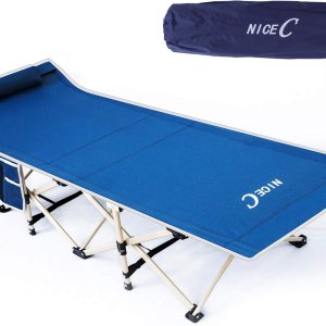 Nice C Cunas de campamento cuna para adultos cama de campamento con almohada bolsa de transporte y bolsillo de almacenamiento extra anchas Nice C Cunas de campamento cuna para adultos cama de campamento con almohada bolsa de transporte y bolsillo de almacenamiento extra anchas