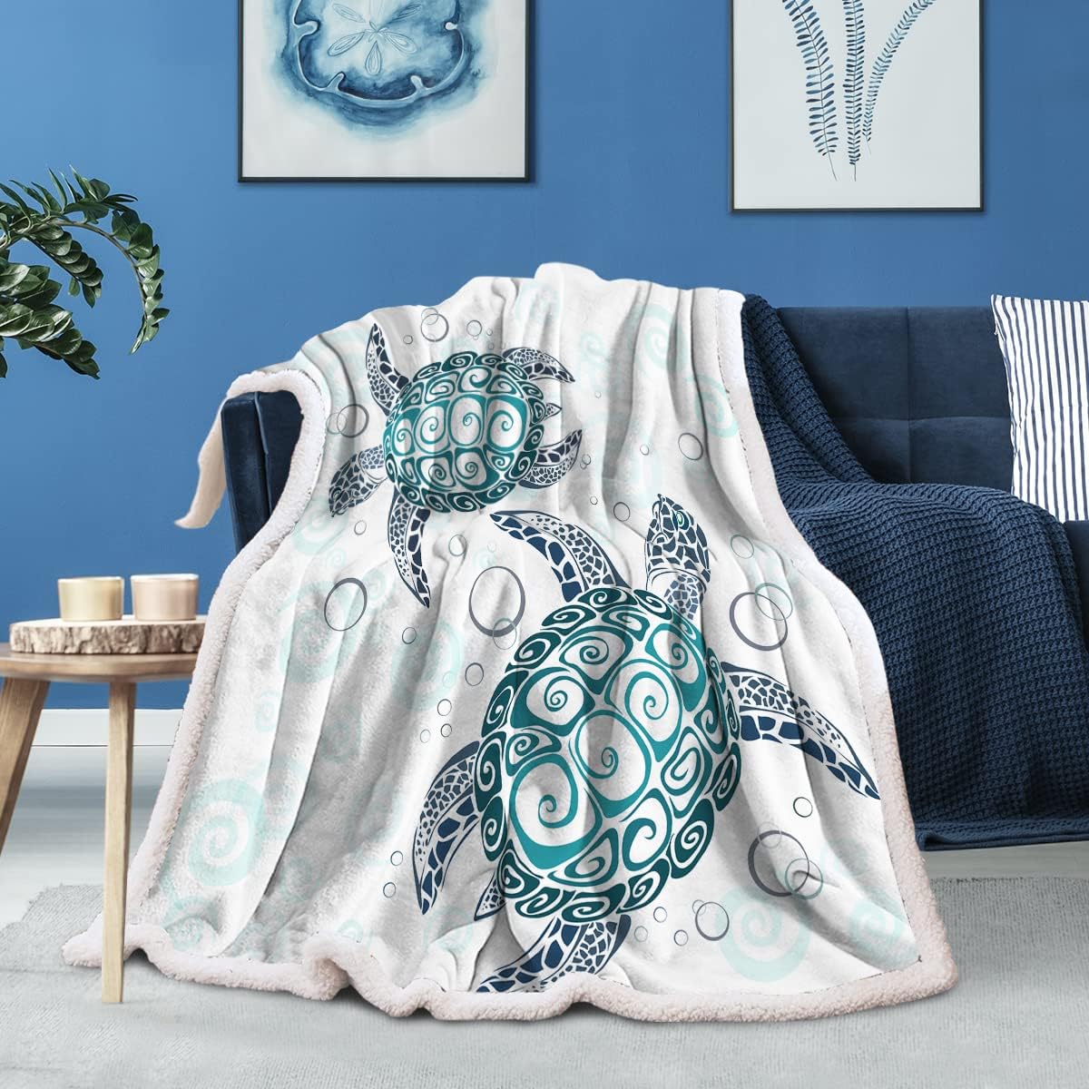 Sleepwish Mantas y mantas de tortuga para adultos, manta Sherpa de vellón súper suave, manta mullida de tortuga marina, regalos para adolescentes,