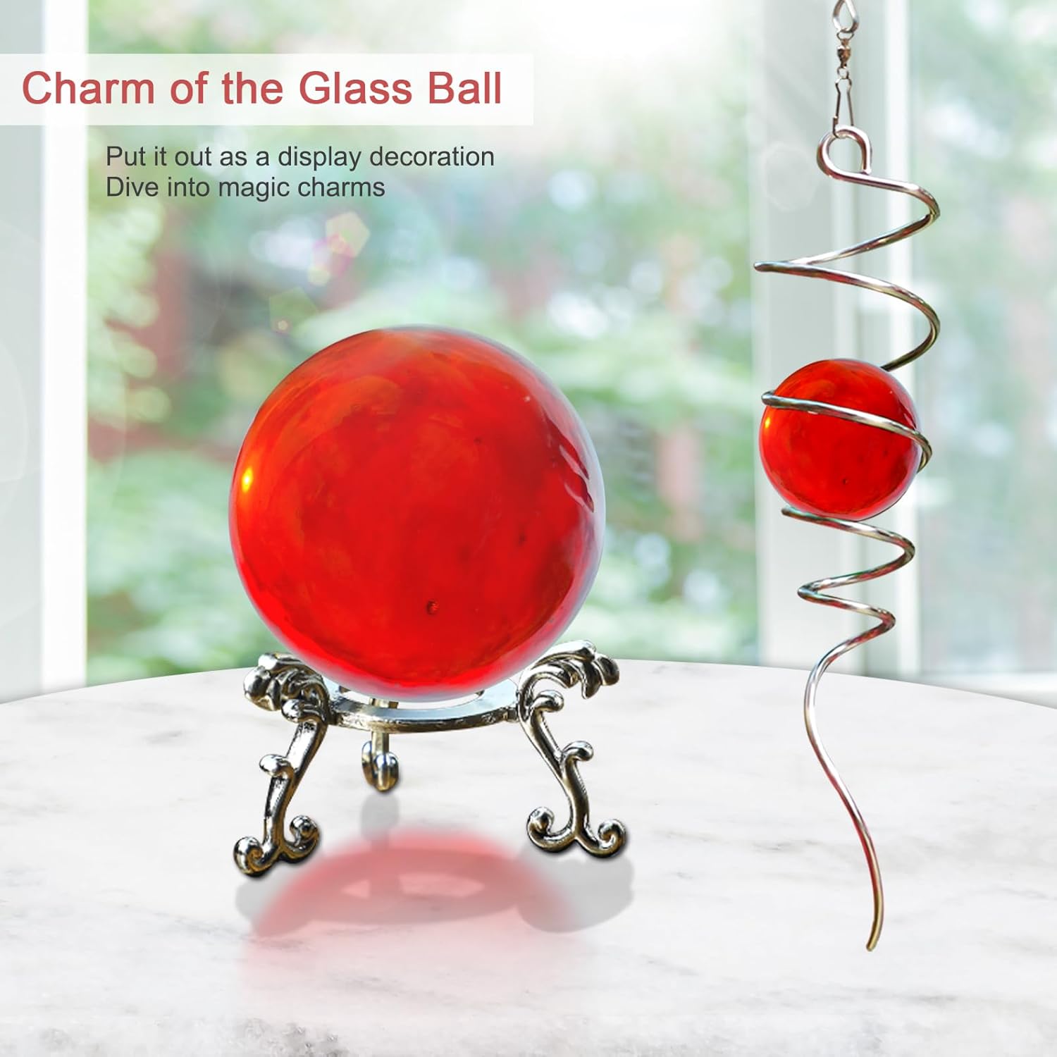 Bola de observación, cola en espiral, orbe de vidrio rojo, 3D, estabilizador, cola en espiral para molinillo de viento, regalos ideales, adornos de