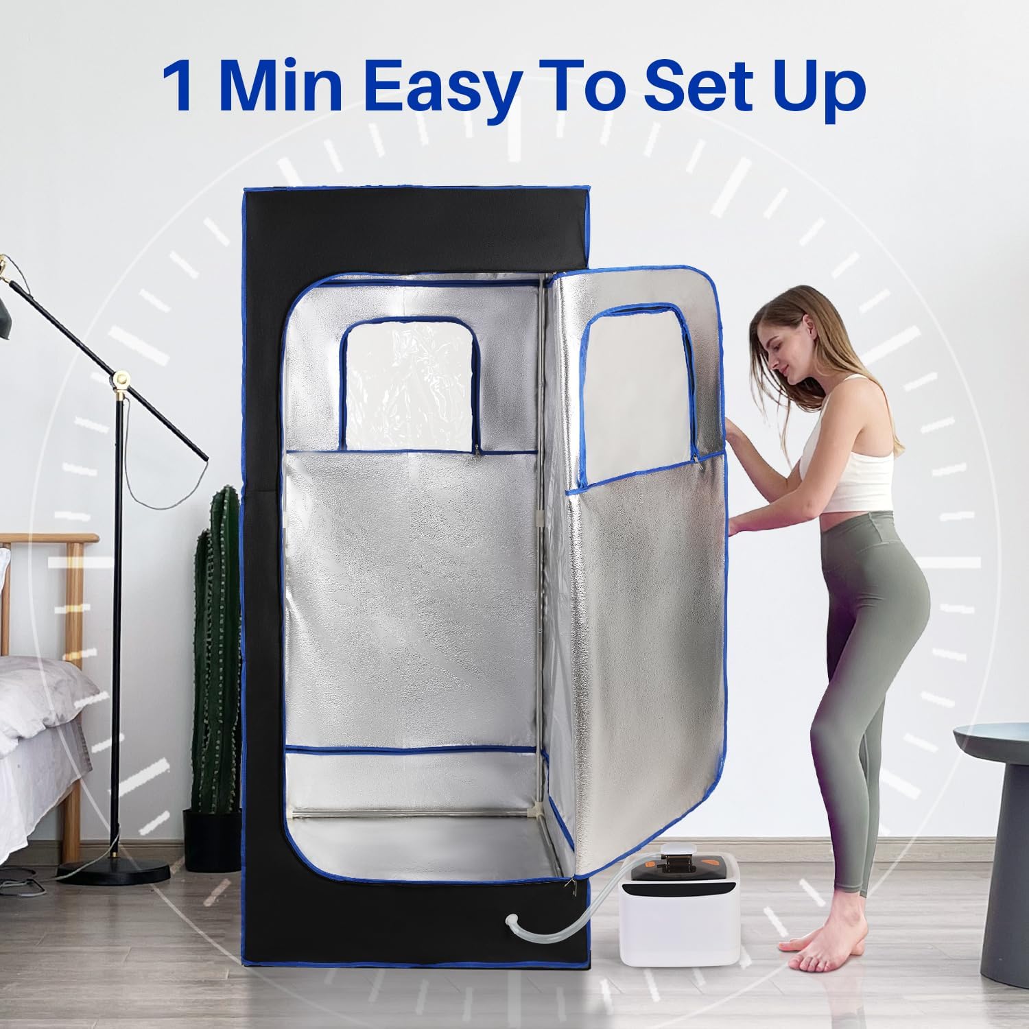 TOREAD Sauna de tamaño completo 600D lona, tienda de sauna plegable de vapor portátil con generador de vapor de 2.6L 1000W control remoto
