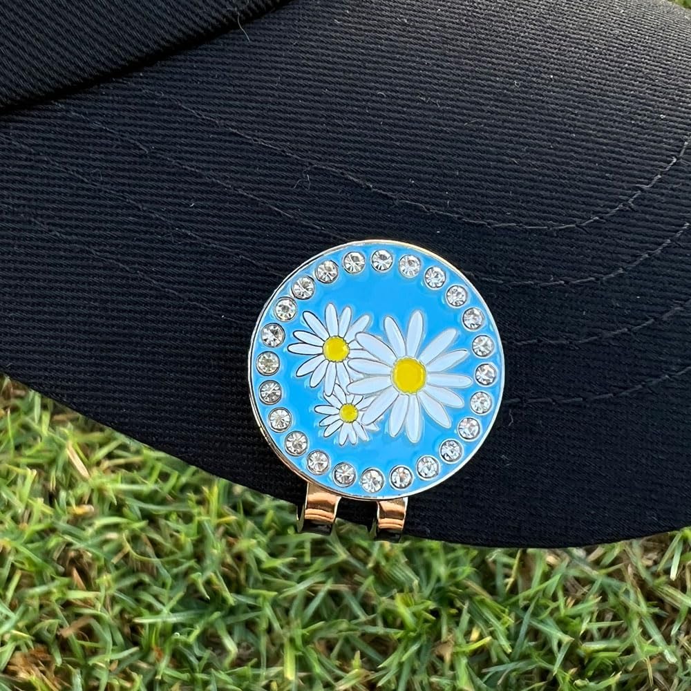 Paquete de marcadores de bolas de flores brillantes  Incluye una margarita, un girasol y un marcador de bola brillante Plumeria con un clip