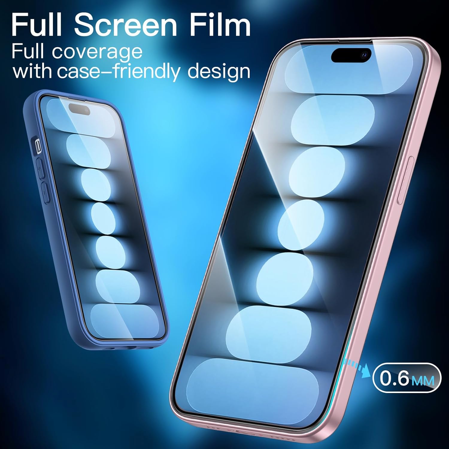 JETech Protector de pantalla de cobertura completa para iPhone 15 de 6.1 pulgadas, película de vidrio templado con borde negro con herramienta de