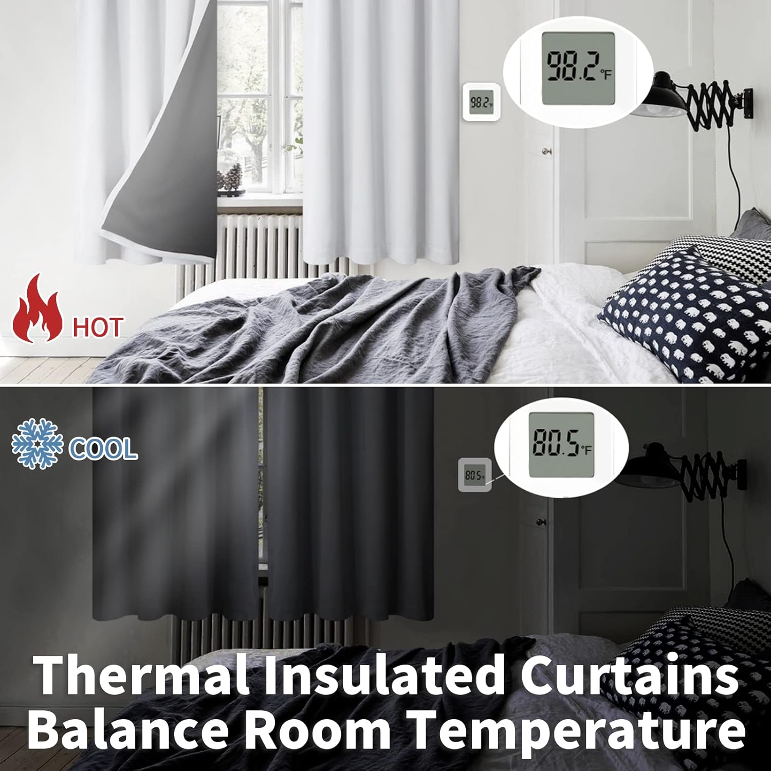 BGment – 2cortinas 100% opacas, con aislamiento térmico, forro negro, de doble capa, oscurecedoras, reductoras de ruido y con bolsillo para
