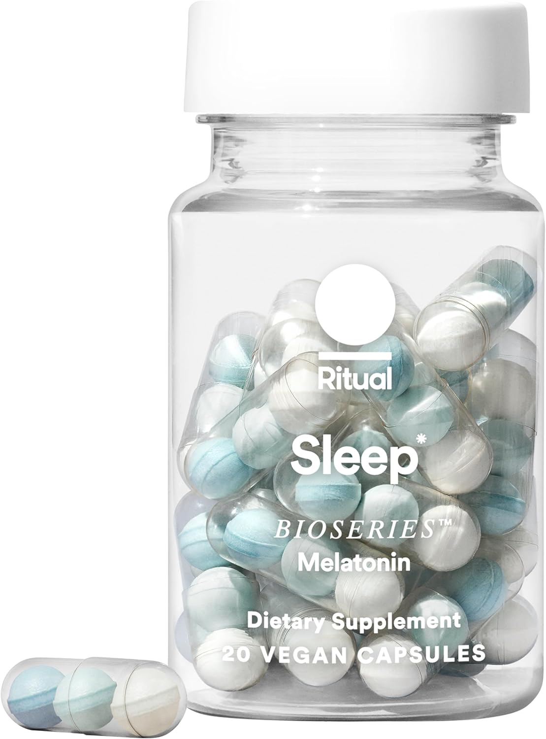 Ritual Sleep BioSeries Melatonina ayuda para dormir para adultos, suplemento para dormir con cápsulas liberadas por el tiempo, vitaminas para dormir