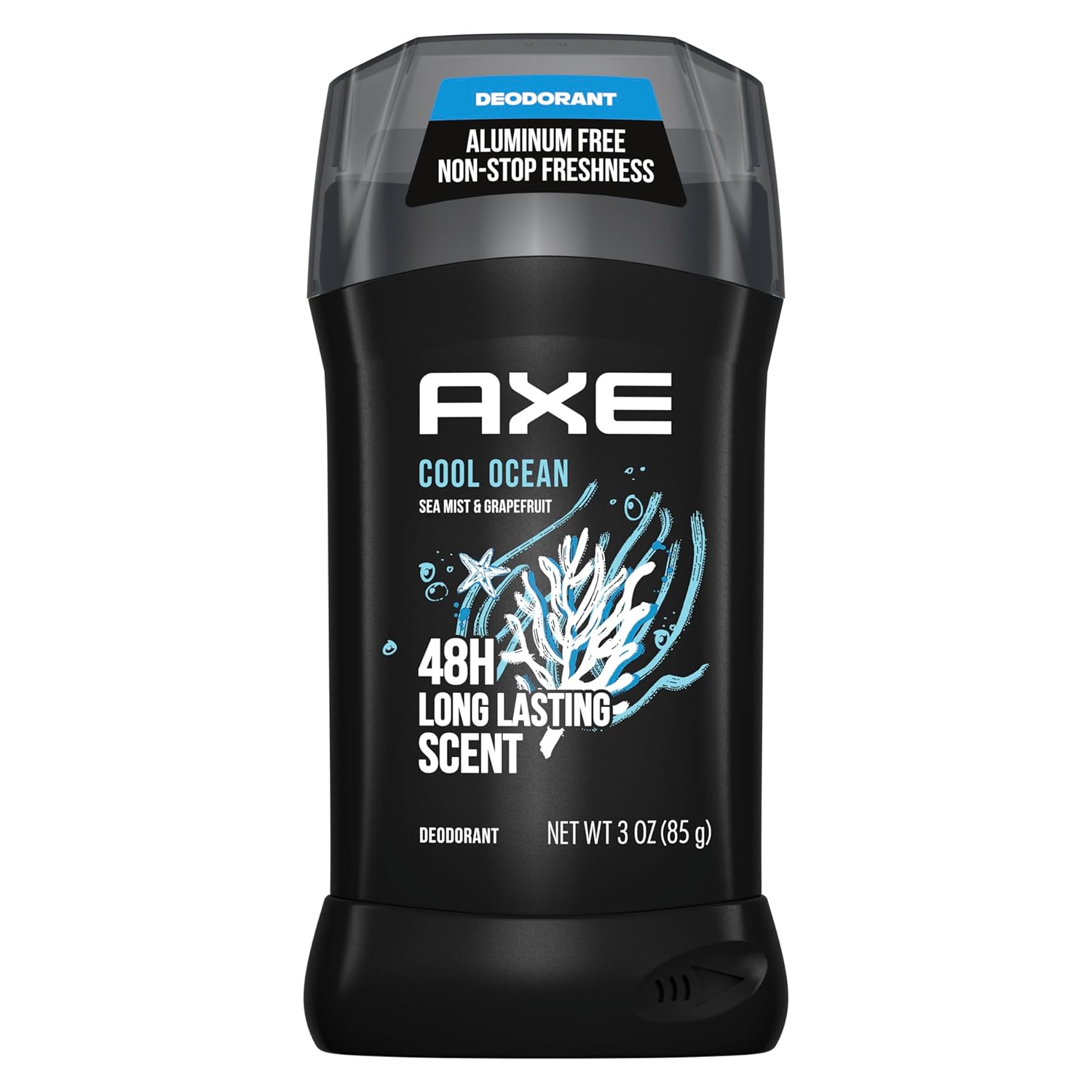 AXE Desodorante en barra para hombre, Cool Ocean para una protección duradera contra olores todo el día, aroma fresco para hombre, sin aluminio, 3