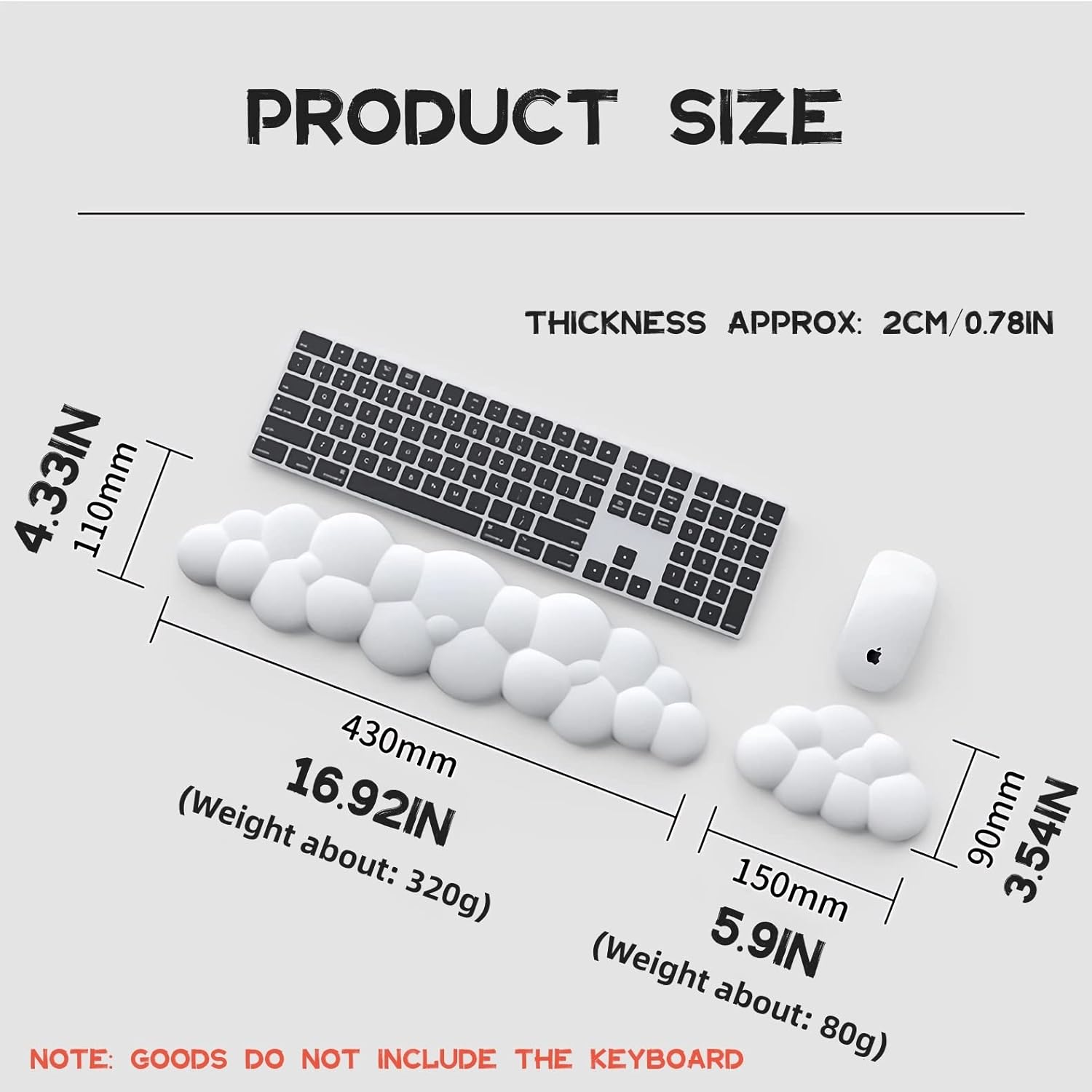 Reposamuñecas para teclado y mouse en la nube Forro de espuma viscoelástica, reposamanos en la nube Reposamanos para teclado y mouse con material de