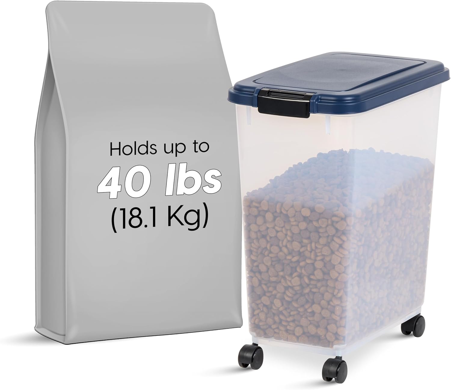 IRIS USA – Recipiente hermético de 30 libras42.7 cuartos de galón. IRIS USA WeatherPro – Contenedor hermético para alimentos para mascotas, con