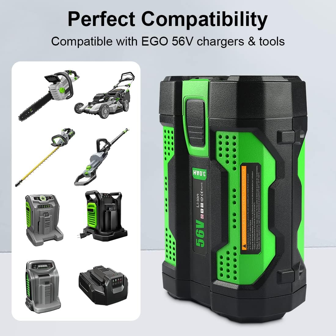 Batería de repuesto de 56 V 3.0Ah para EGO BA2800 BA1400 BA4200, batería de iones de litio de 56 voltios 3000 mAh compatible con todas las potencias