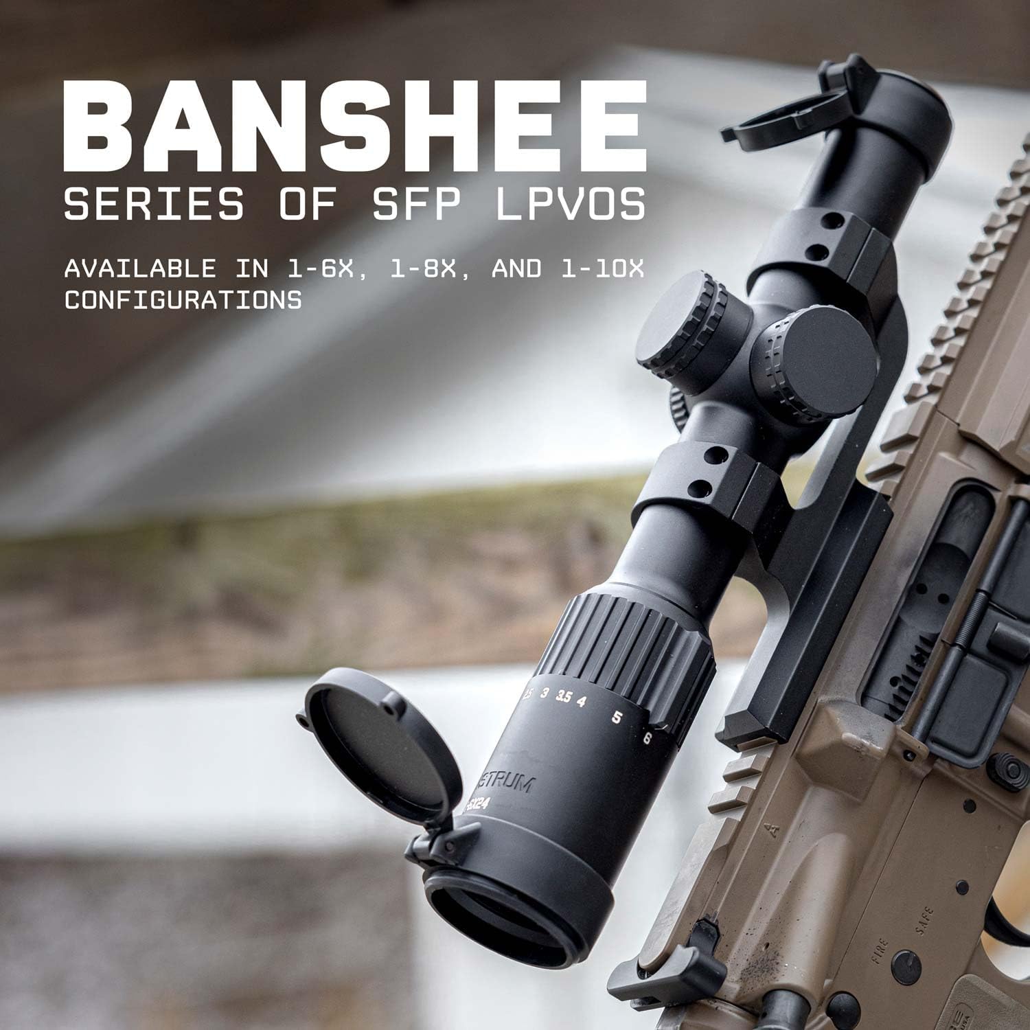 Monstrum Alcance de rifle Banshee ED 1-10×24 LPVO con soporte de alcance compensado