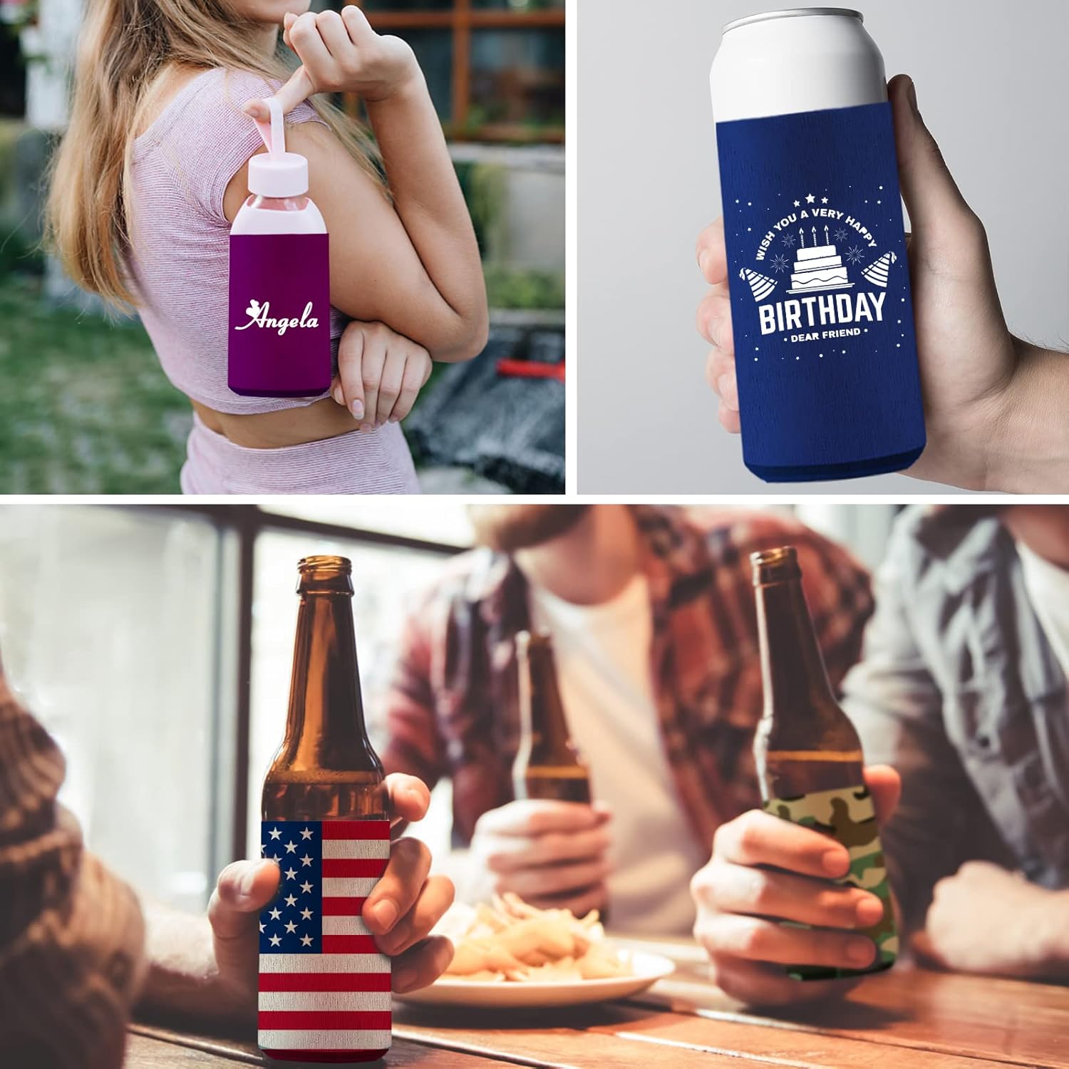 Fundas para enfriar latas delgadas personalizadas a granel, para cerveza, acogedoras latas y botellas, con aislamiento para bebidas, boda, fiesta de