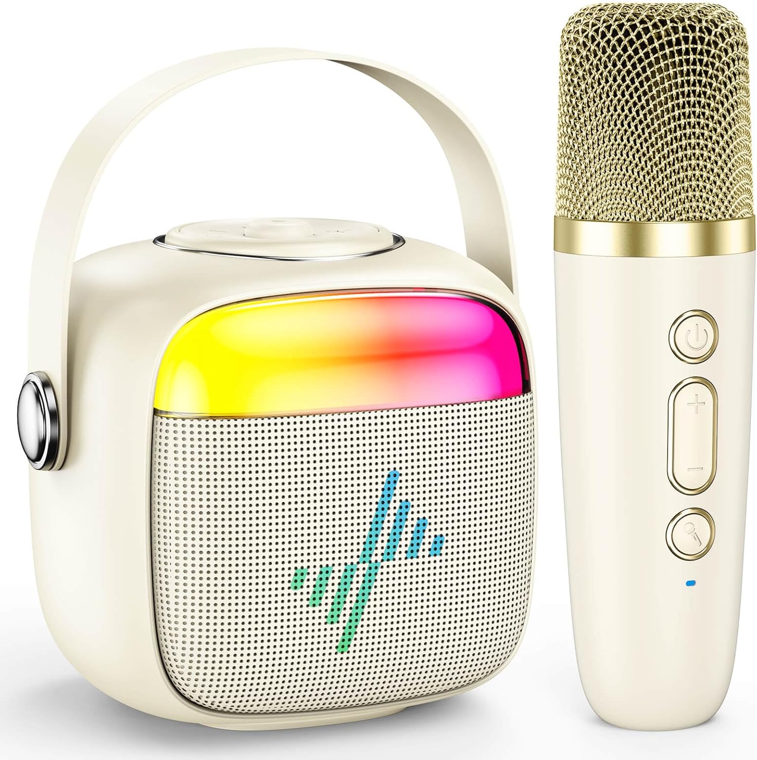 LENRUE Máquina de karaoke para niños, regalos de cumpleaños para niñas, niños y adolescentes con micrófono inalámbrico, luces de colores, regalos de
