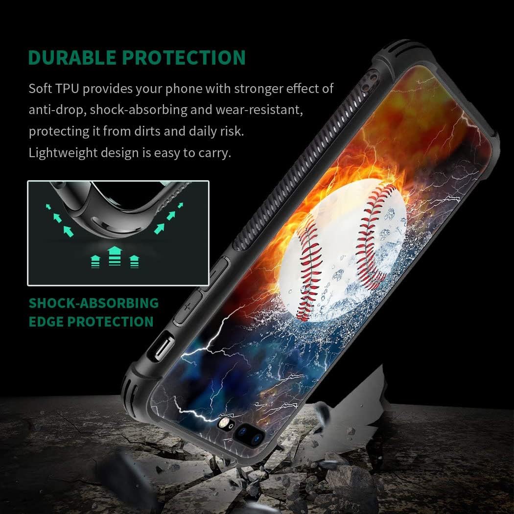 DAIZAG Funda compatible con iPhone 78SE 2020 Ice Fire Baseball Funda de teléfono a prueba de golpes suave TPU para niños y hombres, funda de regalo