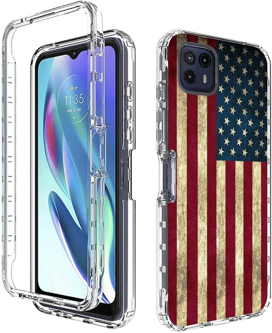 Funda para Moto G50 5G, Motorola G50 XT2149-1 con protector de pantalla de vidrio templado, bonito patrón de bandera transparente de cuerpo