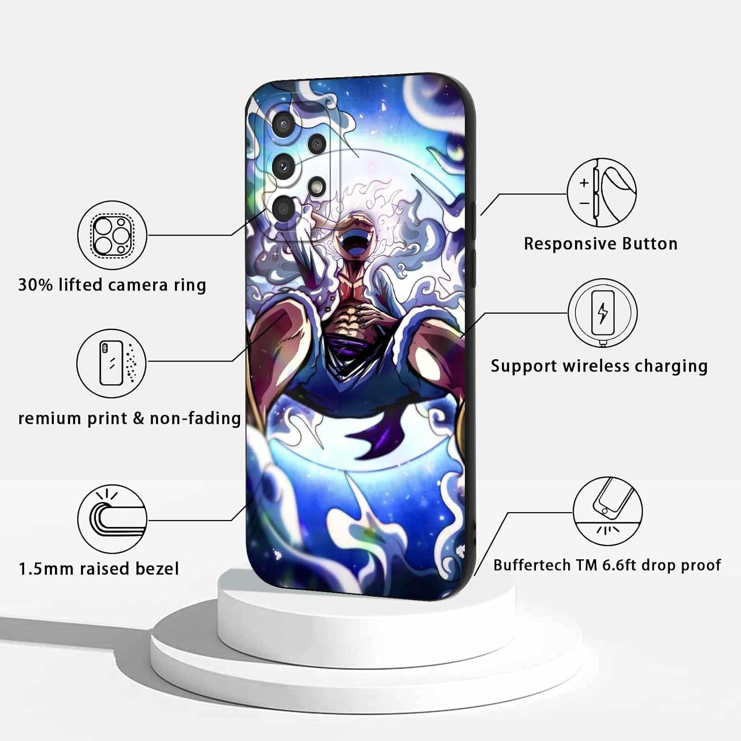 2 fundas de teléfono animé para Samsung Galaxy A13 4G de 6.6 pulgadas, fundas de estética con estampado de manga, diseño de dibujos animados de