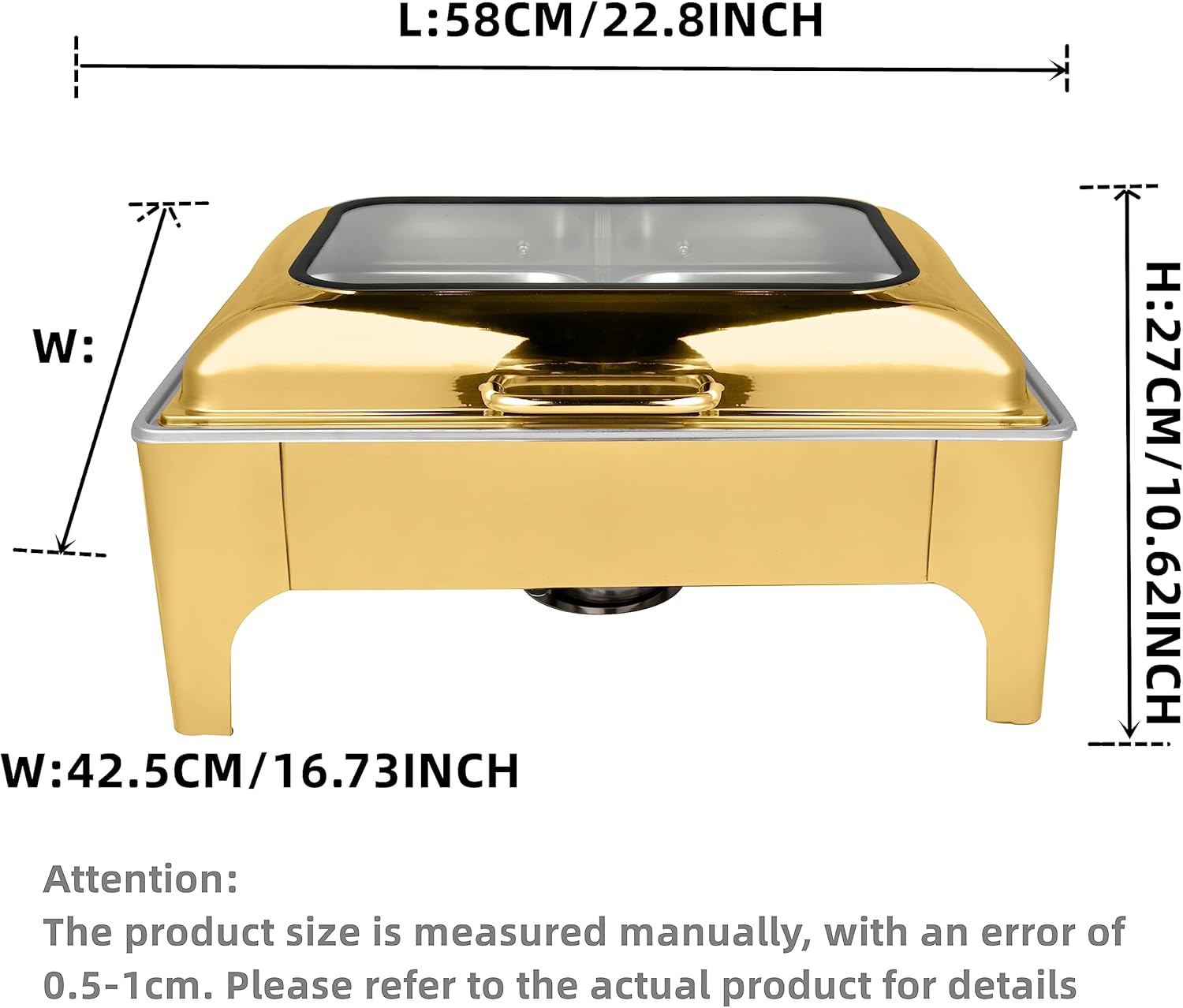 Golden Chafing Dish – Juego de bufé de 9 cuartos de galón, calentadores de alimentos y calentadores con tapas para fiestas, bufés, bandejas de