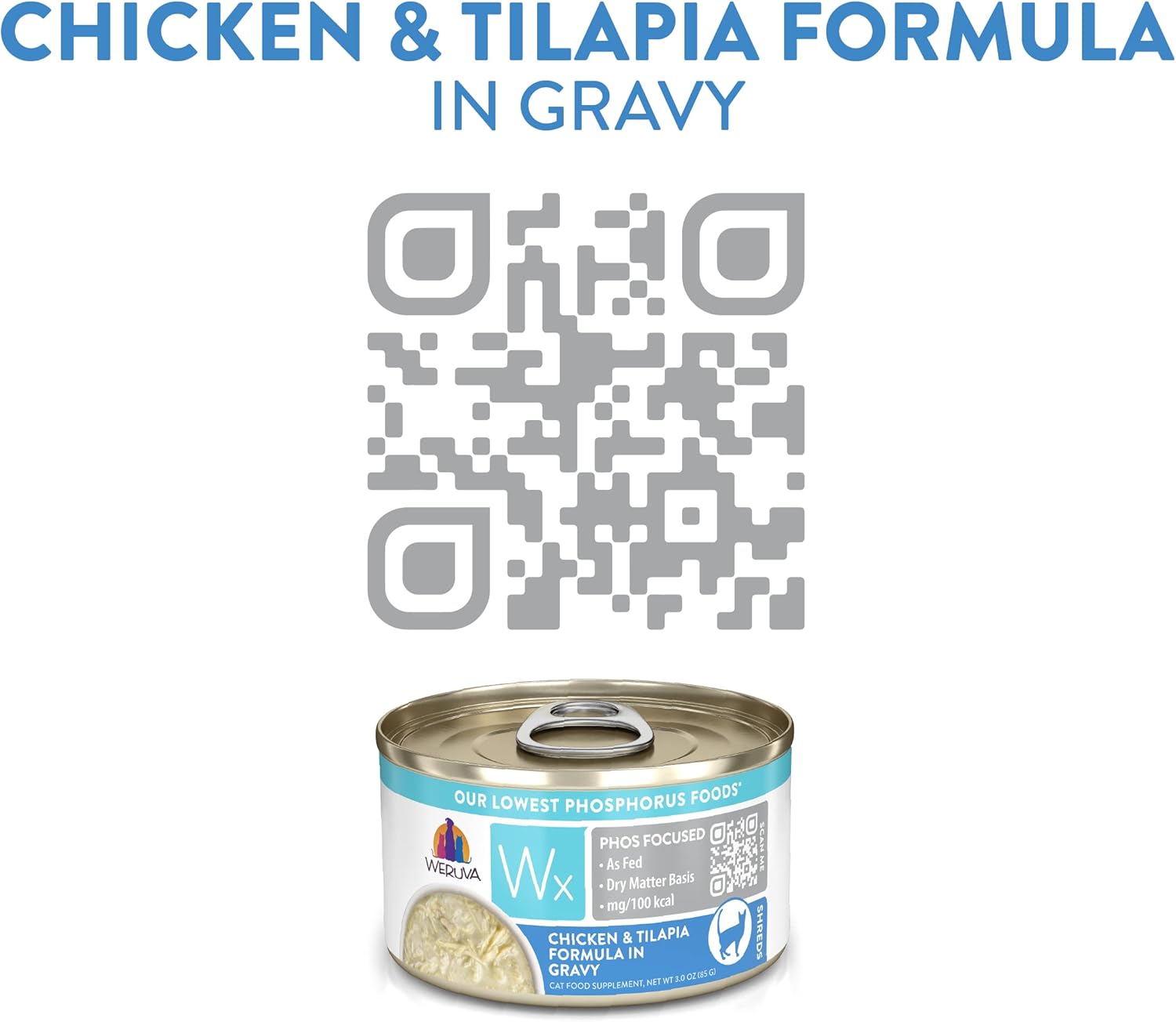 Weruva Wx Phos Focused, fórmula de pollo y tilapia en salsa, lata de 3 onzas (paquete de 12)