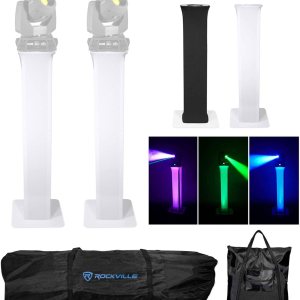 (2) Rockville RTP32W Totem – Soporte de luz de cabeza móvil + Scrims negro+blanco+bolsas de transporte para focos Chauvet Rogue R1X (2) Rockville RTP32W Totem – Soporte de luz de cabeza móvil + Scrims negro+blanco+bolsas de transporte para focos Chauvet Rogue R1X