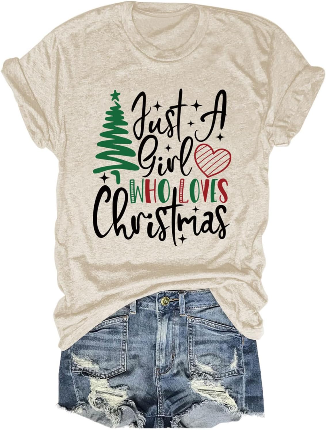 Camisetas de Navidad para mujer, lindas camisetas gráficas de árbol de Navidad, camiseta de manga corta con cuello redondo y cuello redondo