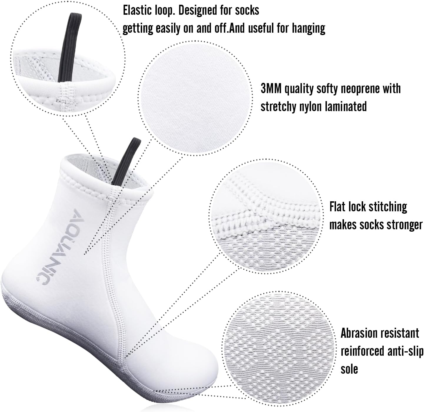 nitescuba Calcetines de buceo gratis de neopreno de 0.098 in calcetines de neopreno para agua térmica, calcetines de aleta para esnórquel, surf,