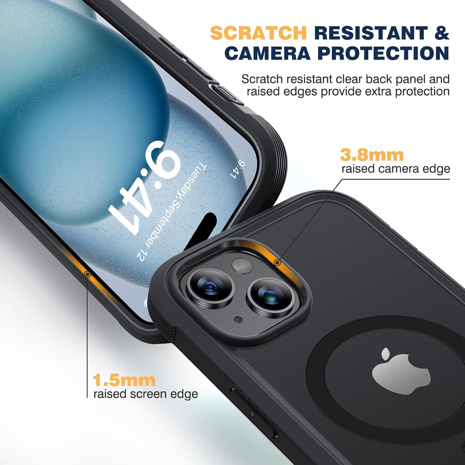 Diaclara Funda diseñada para iPhone 15 Plus de 6.7 pulgadas, compatible con MagSafe, funda magnética resistente de cuerpo completo con protector de