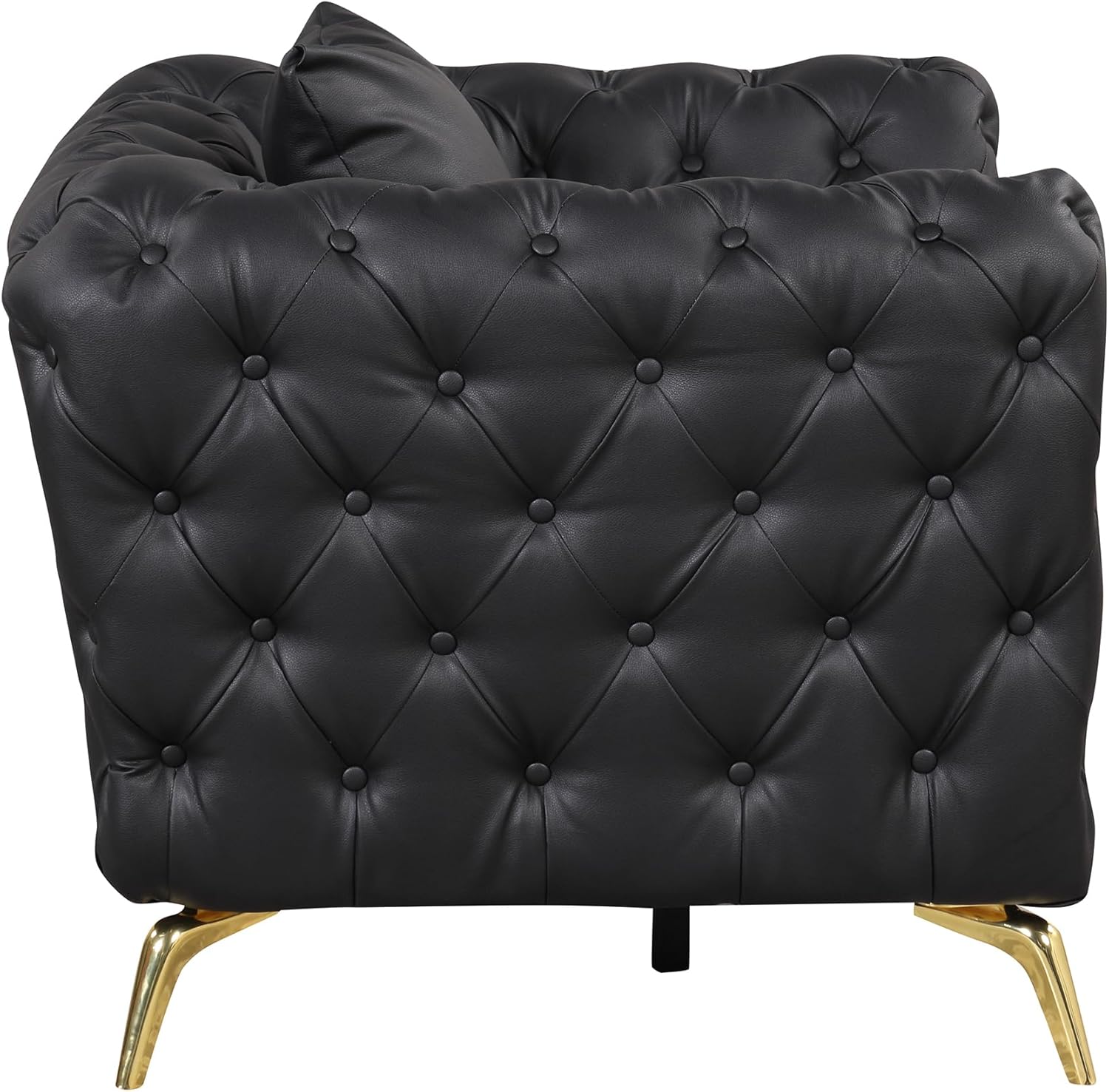 Sofá Chesterfield moderno de 44 pulgadas con patas de metal resistentes, sofá individual tapizado de poliuretano con respaldo copetudo con botones,