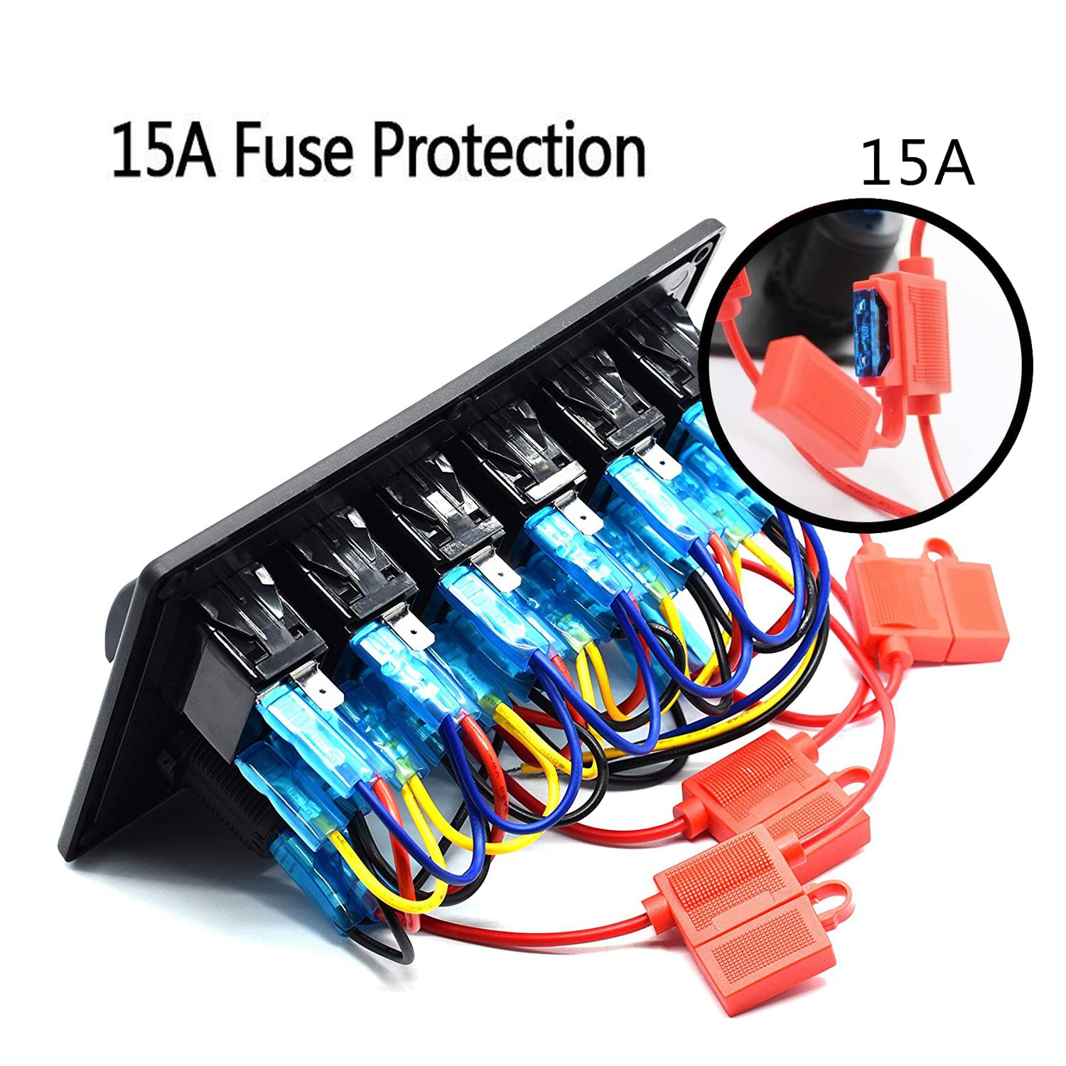 Panel FXC impermeable, con ranura de doble puerto USB, fusibles de 4.2A, visualización digital de voltaje, toma de encendedor y 4, 6 u 8 tipos de
