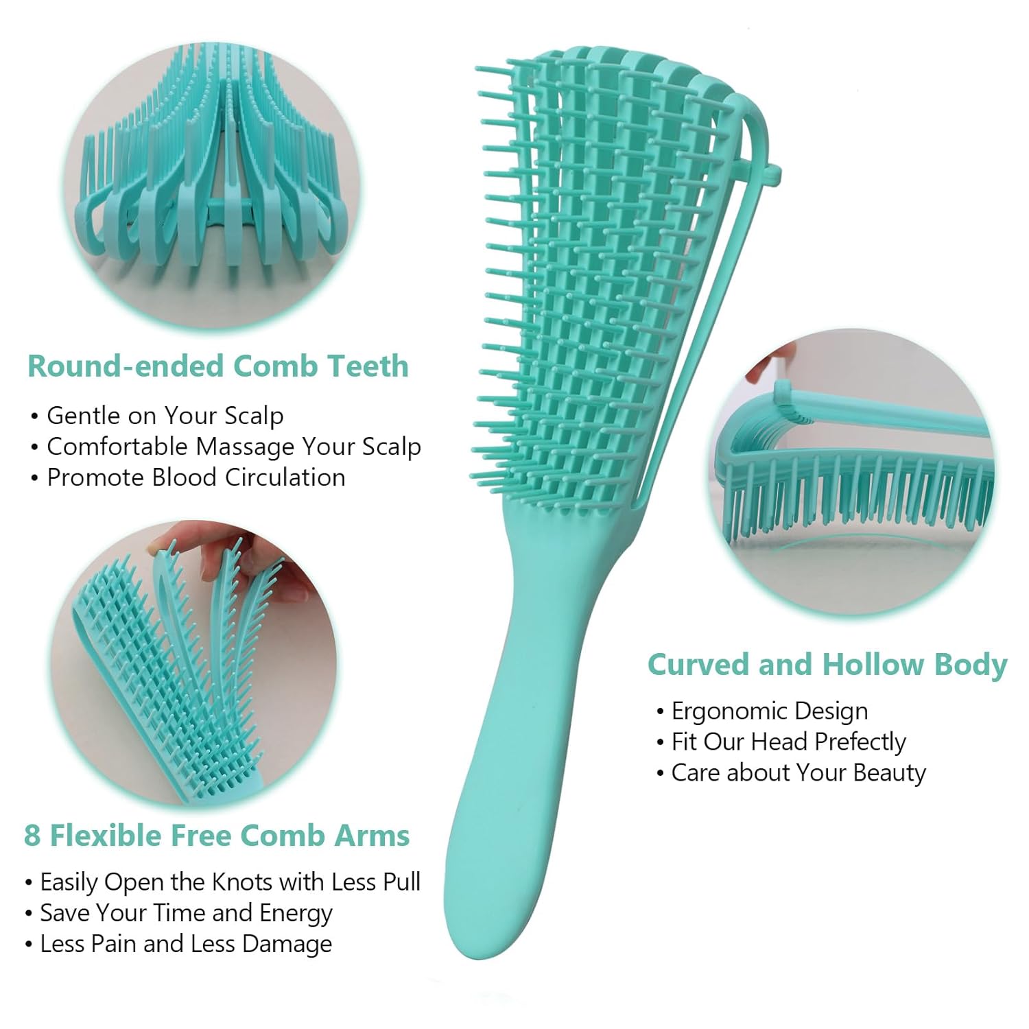 Cepillo desenredante para mujer, cabello rizado y húmedo, cepillo para desenredar, peine de dientes anchos, peines de cola de rata para separar el
