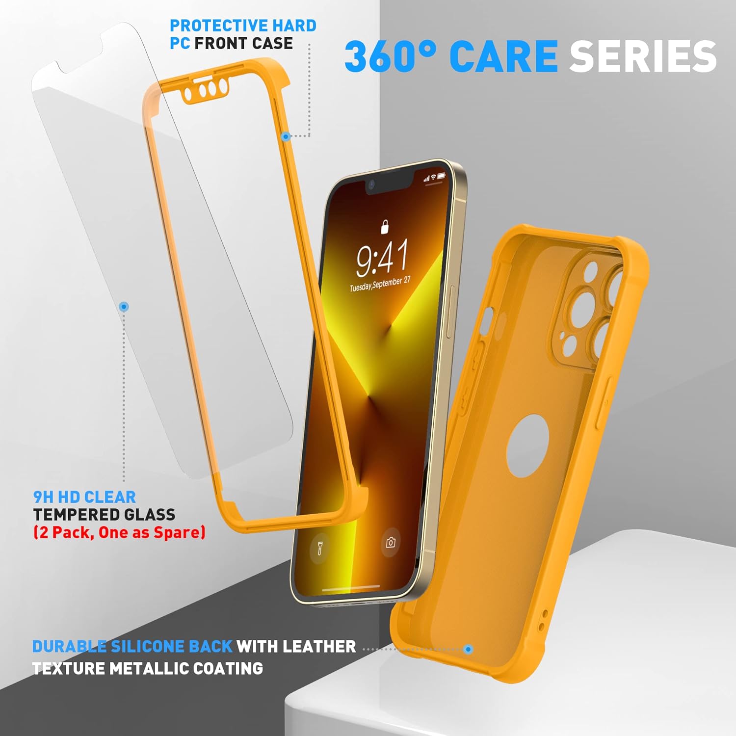 ORETECH Funda para iPhone 13 Pro Max, con 2 protectores de pantalla prueba de caídas de grado militar de 10 pies protección de cámara 360 a prueba