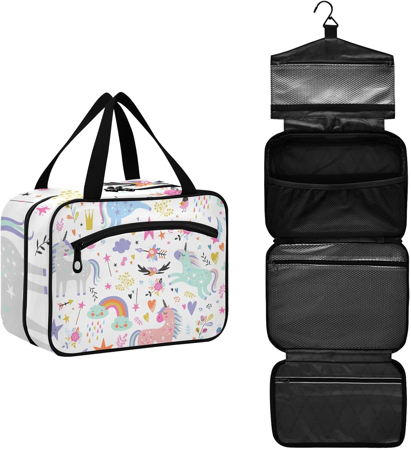 Sinestour Neceser para mujer, bolsa de maquillaje de viaje, organizador de bolsas de cosméticos, bolsa de aseo colgante para mujeres y hombres,