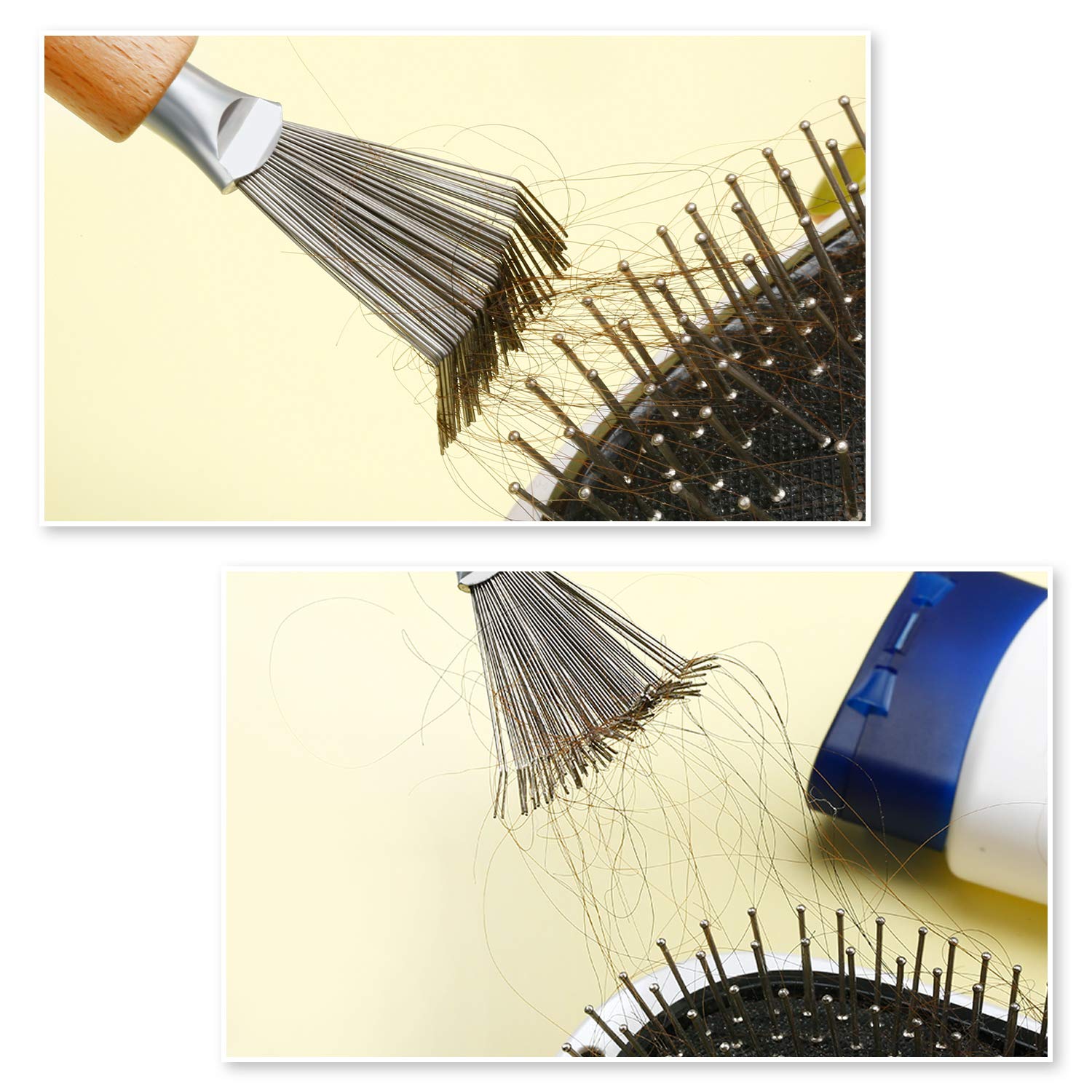 2 piezas de cepillo de pelo, herramienta de limpieza de peine, limpiador de cepillo de pelo, mini cepillo removedor de suciedad con rastrillo de