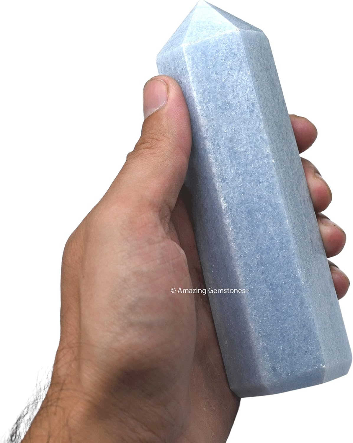 Torres grandes de cristal de celestita de calcita azul  Obelisco de punto de cristal curativo natural para curación de Reiki y rejilla de cristal