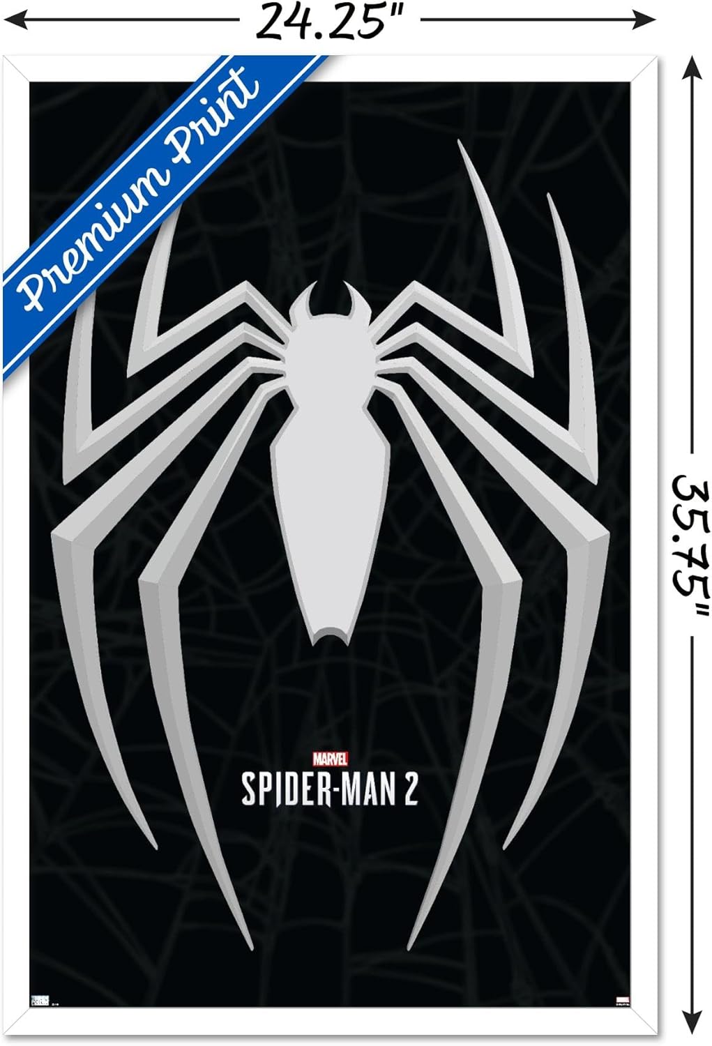 Trends International Marvel’s Spider-Man 2 – Póster de pared con icono de Peter Parker, 22.37 x 34.00 pulgadas, versión enmarcada en blanco