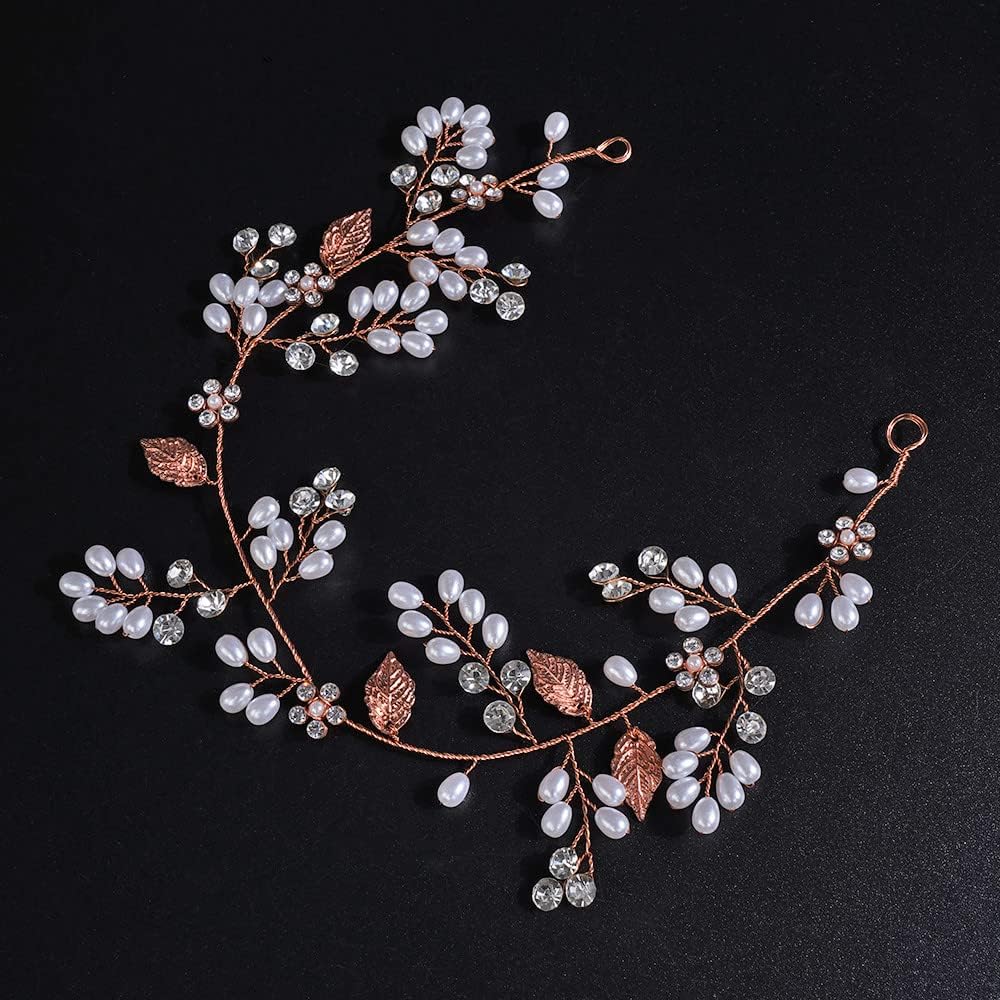 Jumwrit Juego de 3 horquillas para el cabello de novia y diadema de perlas con diamantes de imitación y 3 horquillas con flores brillantes,