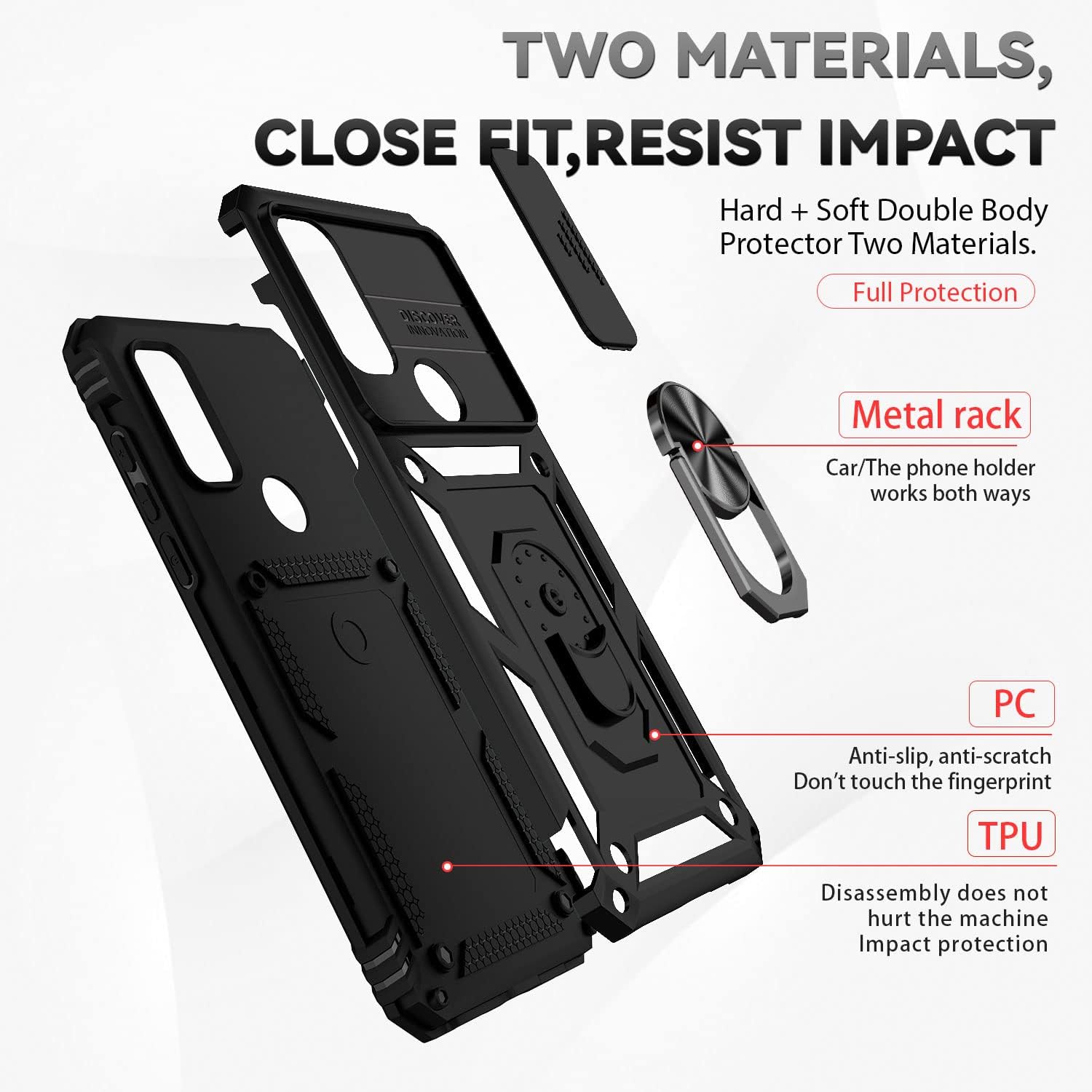 SunStory Funda para Motorola Moto G Play 2023, funda Moto G Pure, Moto G Power 2022 con protector de pantalla HD, cubierta de cámara deslizante y