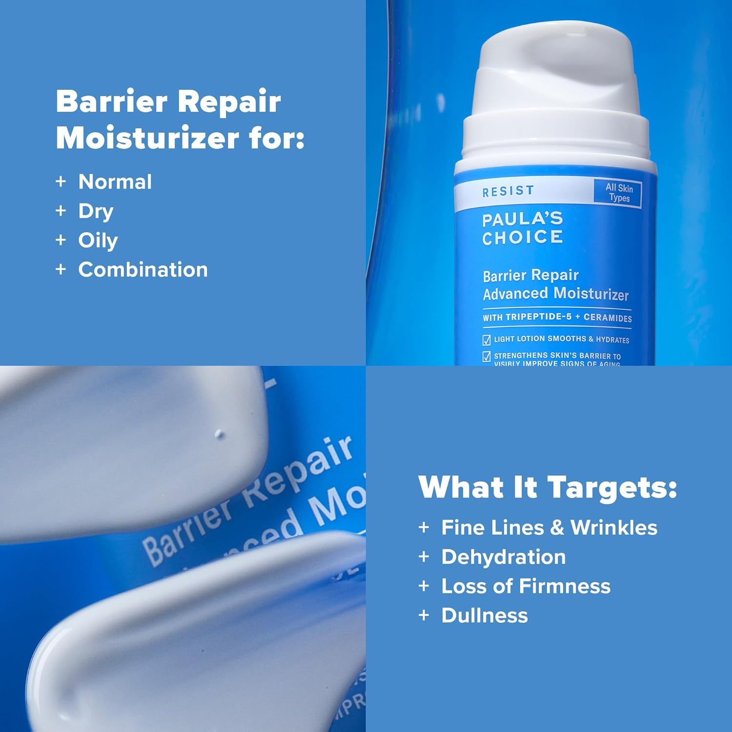 Paula’s Choice RESIST Barrier Repair Hidratante avanzado con ceramidas, péptidos, crema de hidratación profunda para arrugas, antienvejecimiento