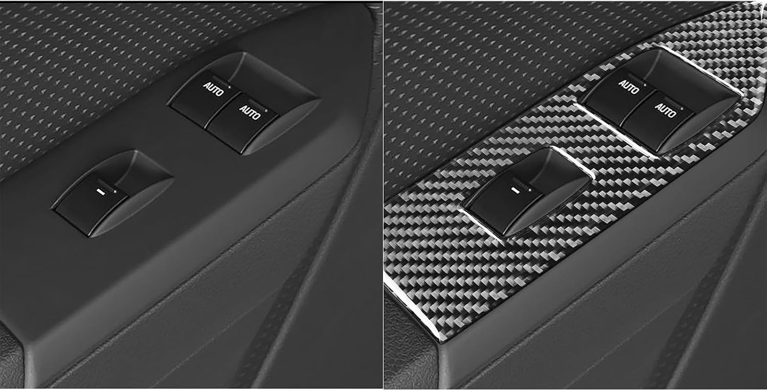 Real Premium – Adhesivo de fibra de carbono para puerta lateral de automóvil Power Master para interruptor de elevalunas de ventana, calcomanía